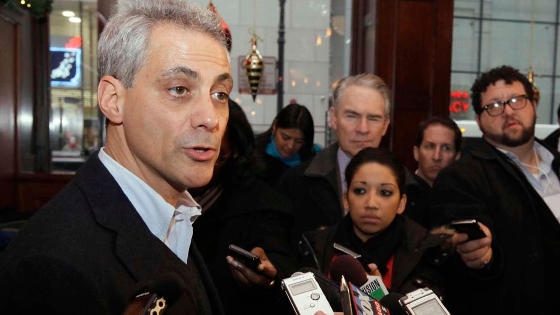 Chicago Mayor Rahm Emanuel speaks at a press conference in Chicago.