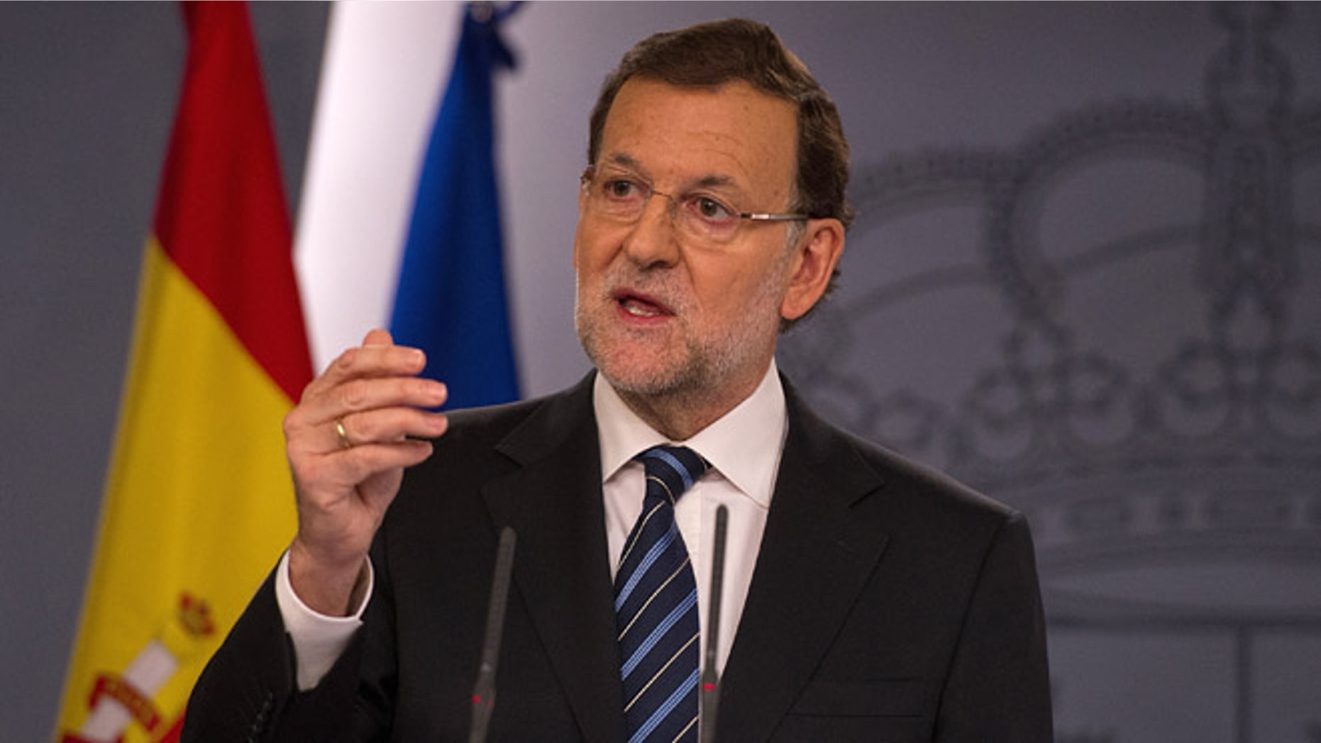 MADRID, SPAIN - NOVEMBER 12: Spanish Prime Minister Mariano Rajoy speaks about the recent unofficial Catalonian independence poll during a press conference at the Moncloa palace on November 12, 2014 in Madrid, Spain. An estimated 2 million Catalans voted on November 9th to separate from Spain in the unofficial poll after the Spanish state blocked in courts a more legally binding referendum. (Photo by Denis Doyle/Getty Images)