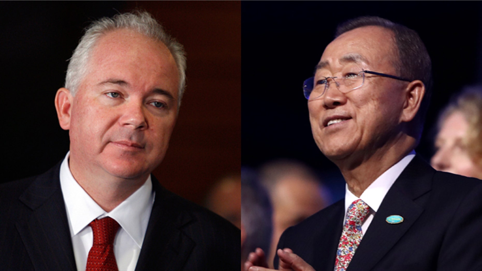 Venezuela's U.N. ambassador, Rafael Ramirez (left), and U.N. Secretary General Ban Ki-moon (Photos: Getty Images)