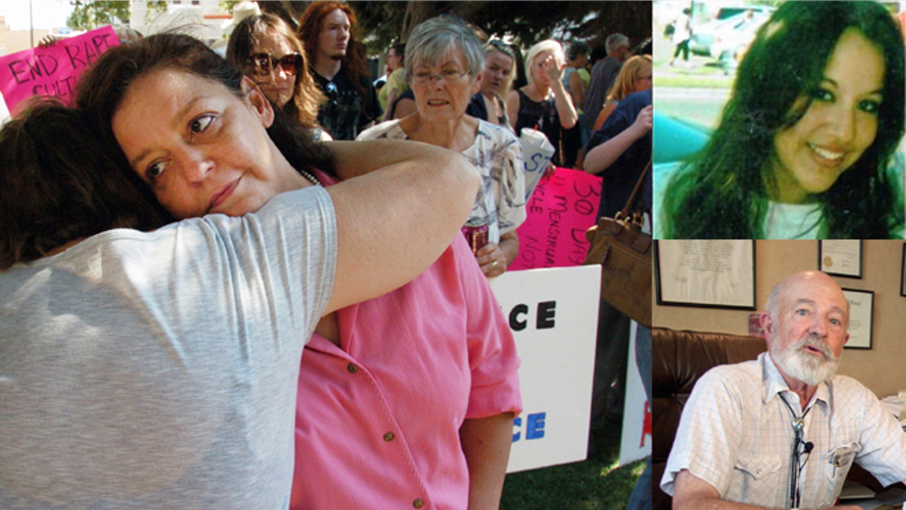 Victim's mother, Auliea (ah-LEE-ah) Hanlon (left), rape victim Cherice Moralez, 14, (top right) and Montana District Judge G. Todd Baugh (lower right).