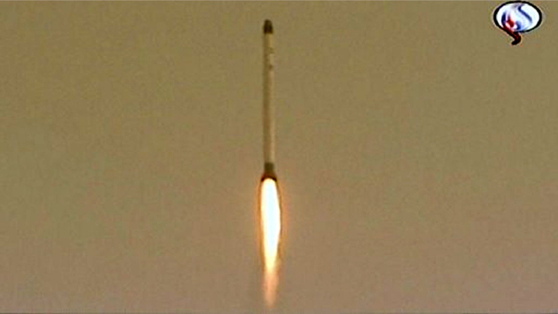 An frame from Iran's Arabic-language TV channel Al-Alam shows the launch of Iran's Rassad-1 satellite.