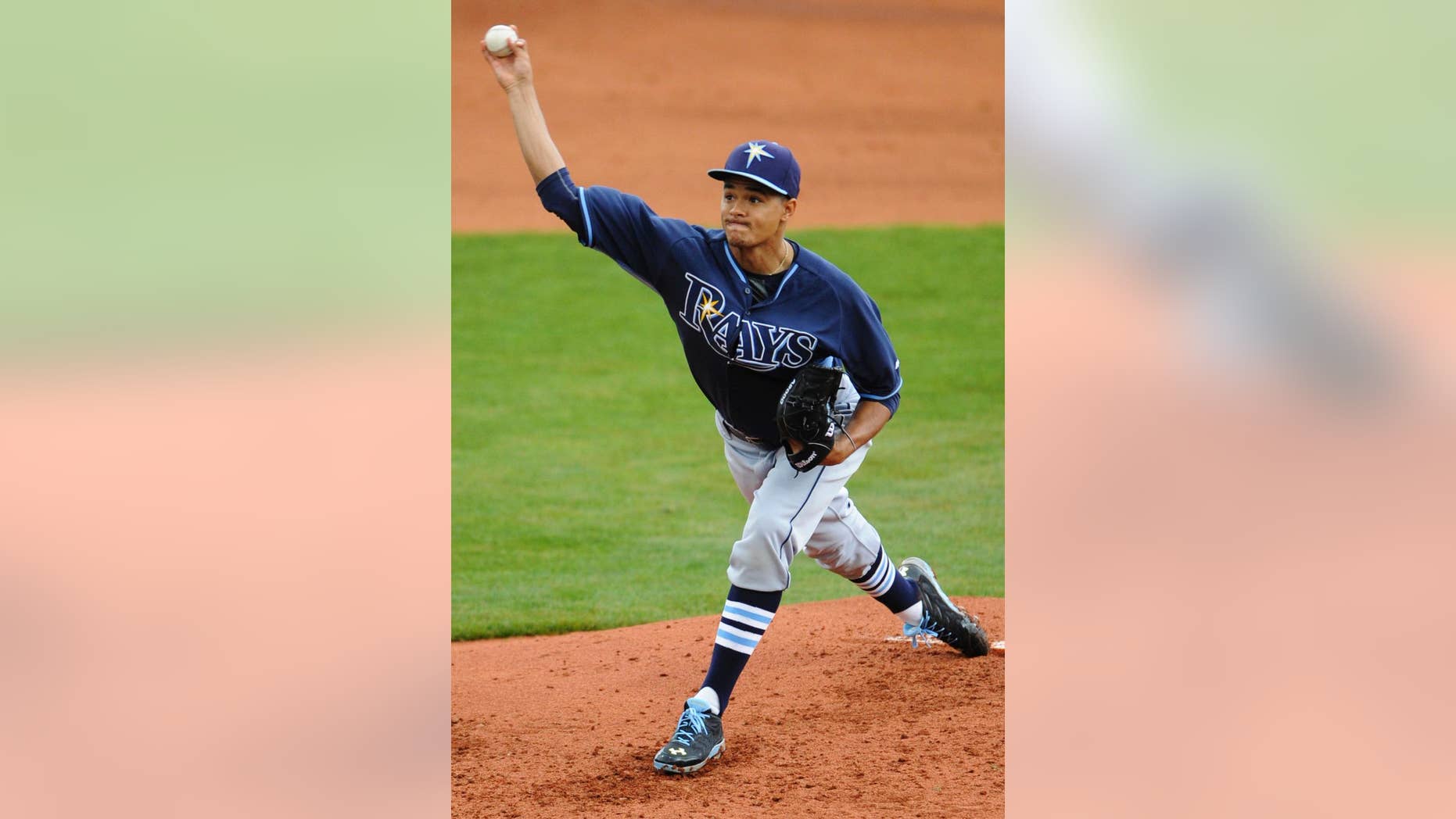 Tampa Bay Rays pitcher Chris Archer starts against the Montgomery Biscuits during an exhibition baseball game in Montgomery, Ala., on Saturday, March 29, 2014. (AP Photo/Montgomery Advertiser, Mickey Welsh) NO SALES