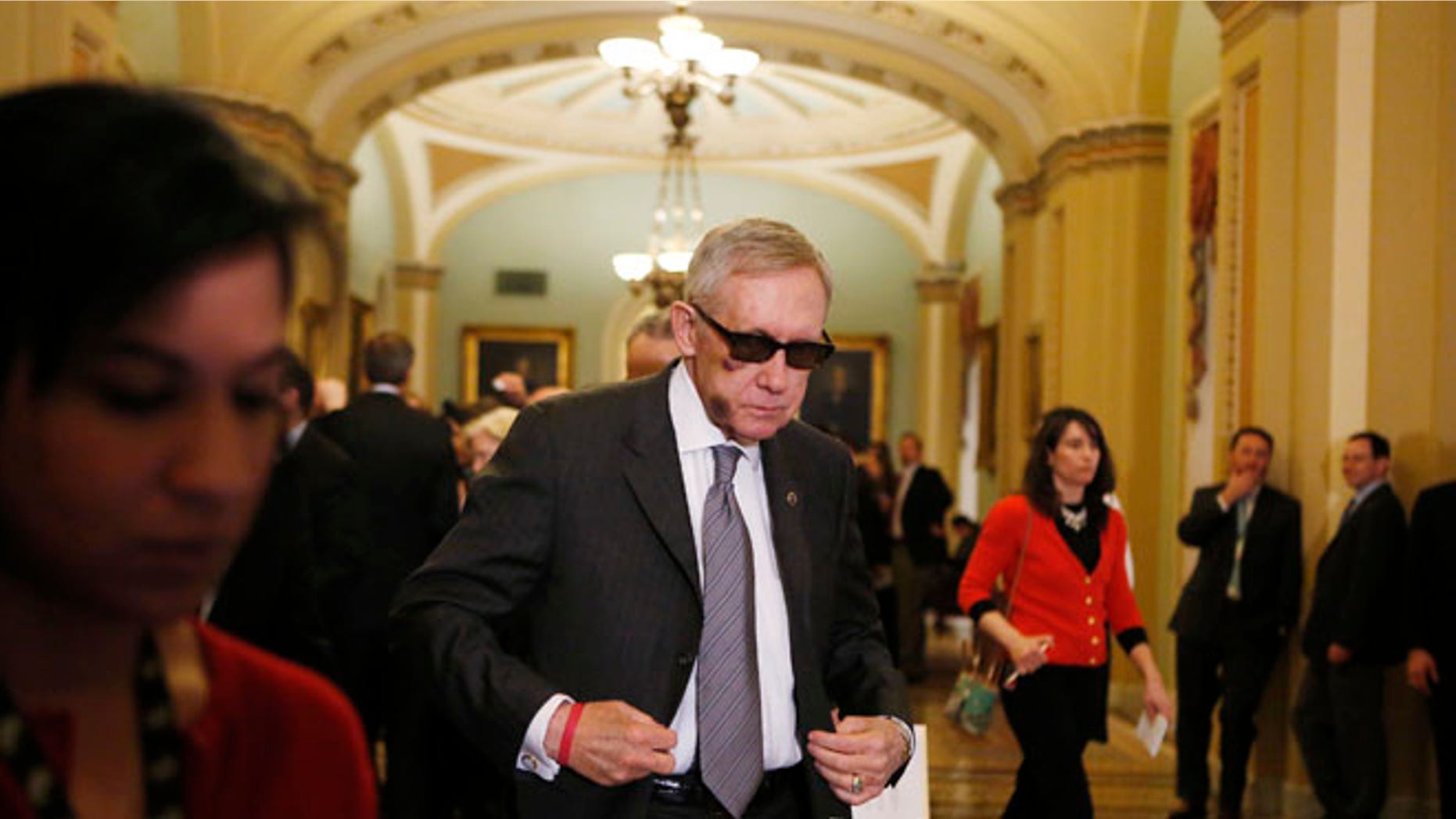 FILE: Feb. 24, 2015: Senate Minority Leader Harry Reid, D-Nevada, on Capitol Hill, in Washington, D.C.