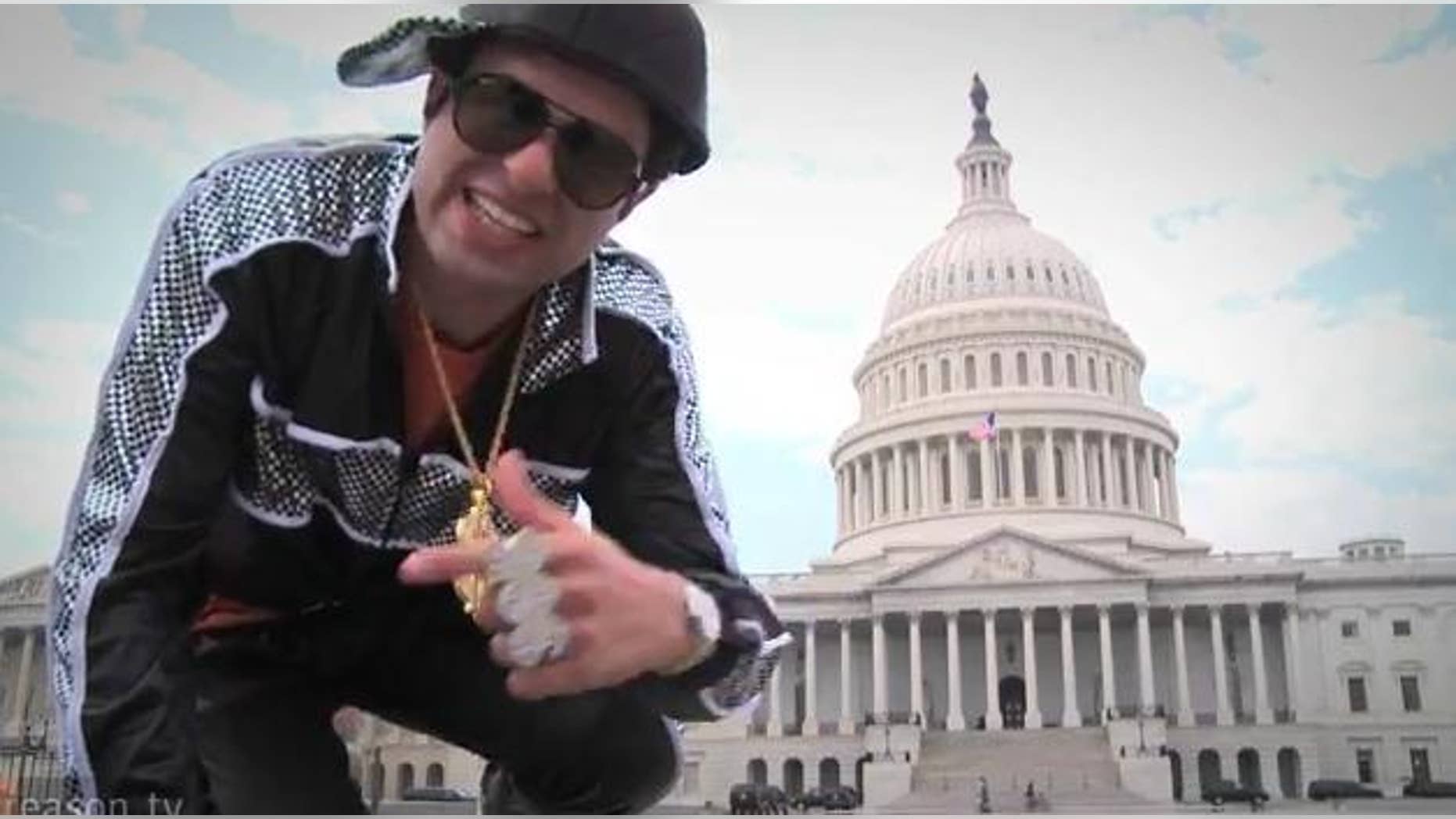 Screen grab of the "Raise the Debt Ceiling" video, starring Remy Munasifi