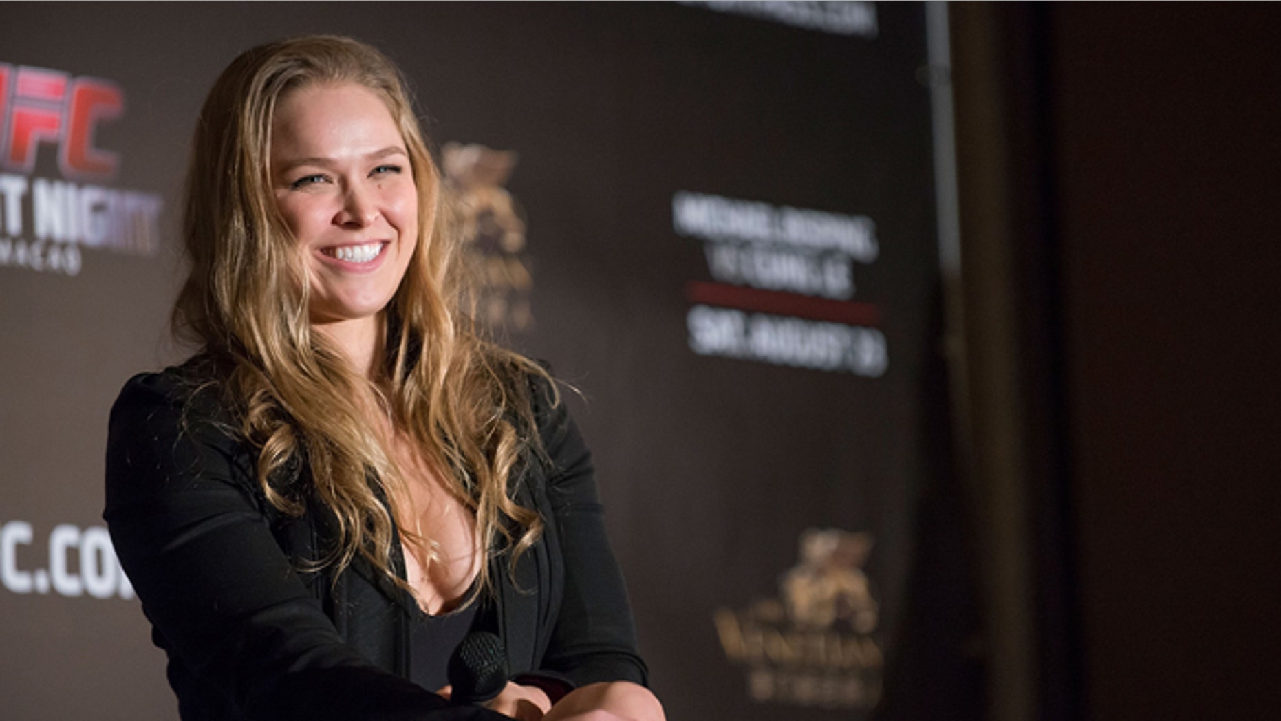 HONG KONG - AUGUST 20: UFC women's bantamweight champion Ronda Rousey at a Q&A session during the Macao UFC Fight Night Press Conference at the Four Season Hotel on August 20, 2014 in Hong Kong. (Photo by Anthony Kwan/Getty Images)