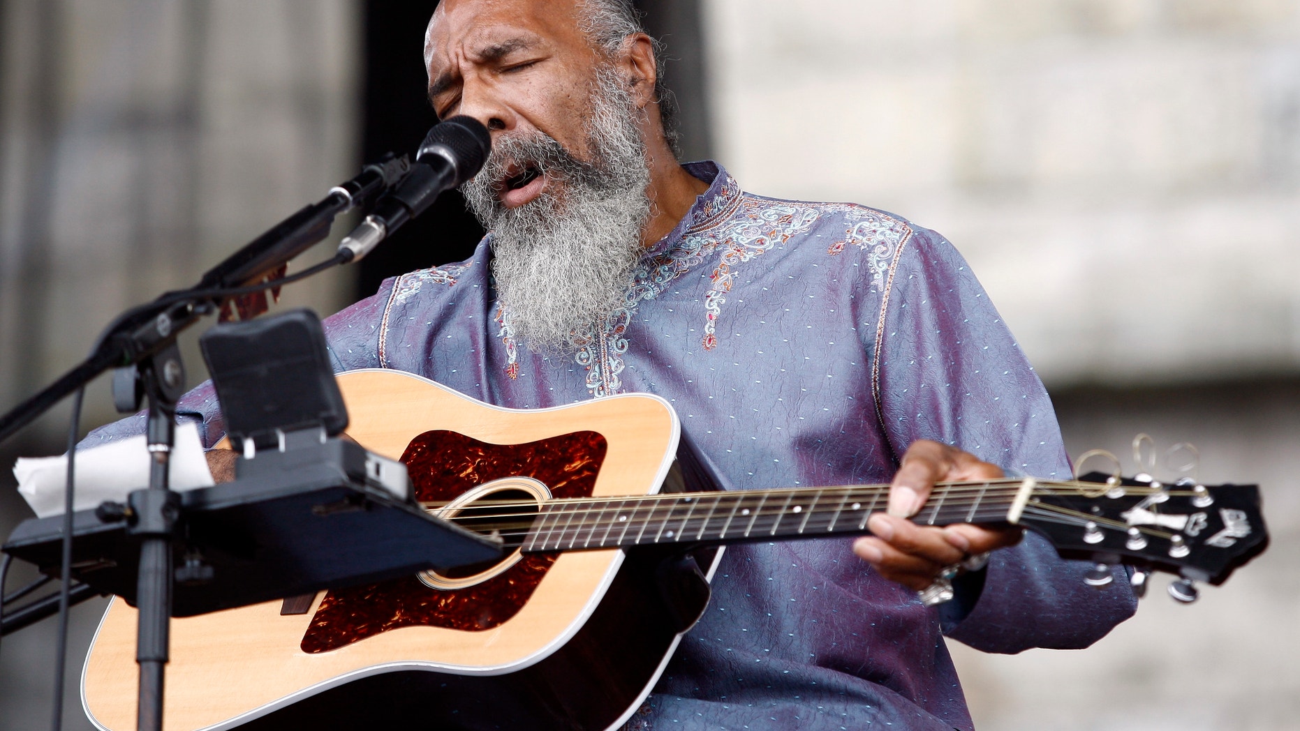 Richie Havens performs at the Newport Folk Festival in Newport, Rhode Island, August 2, 2008.