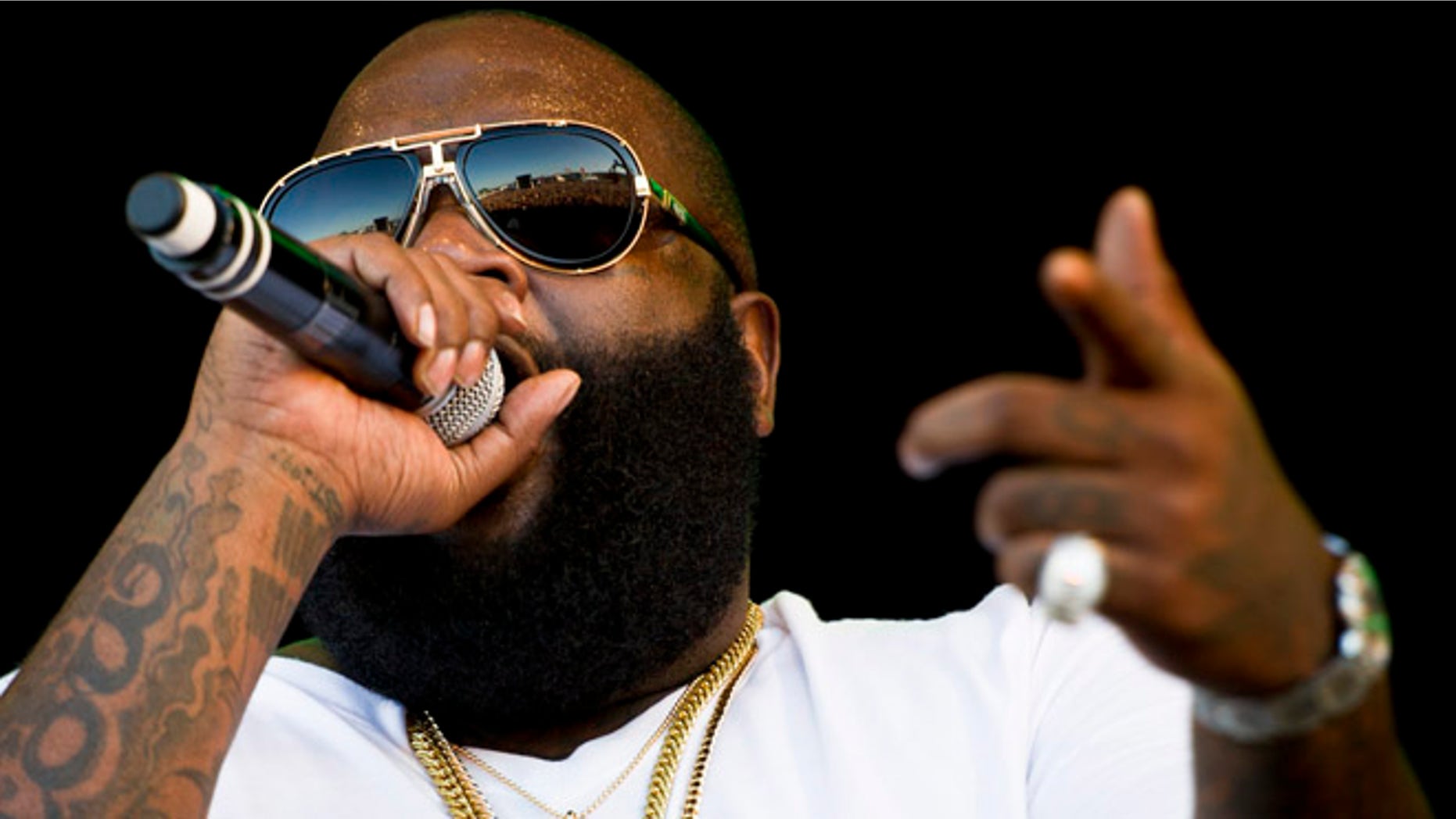 July 7, 2012: This file photo shows rapper Rick Ross performing during the OpenAir music festival in Frauenfeld, Switzerland.