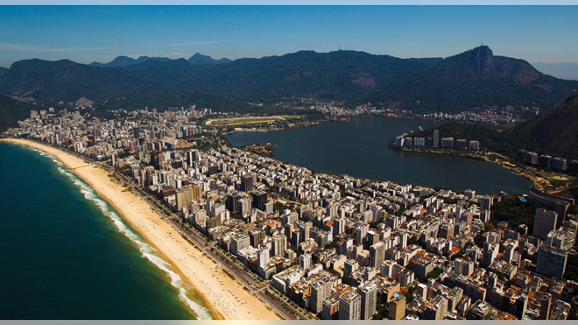 RIO DE JANEIRO, BRAZIL - NOVEMBER 12: Aerial view of Rodrigo de Freitas Lagoon (Lagoa Rodrigo Freitas) and Ipanema beach on November 12, 2013 in Rio de Janeiro, Brazil. (Photo by Buda Mendes/Getty Images)