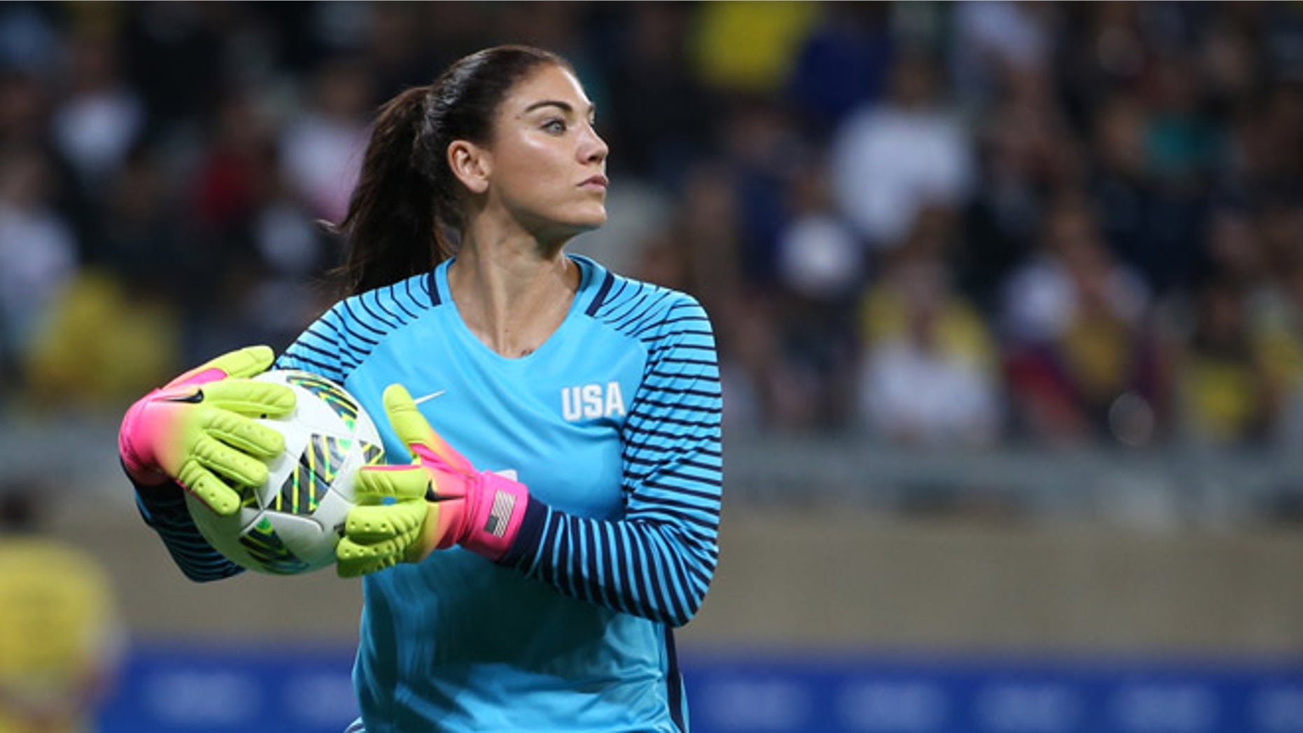 Hope Solo during Olympic match against New Zealand at the Mineirao stadium in Belo Horizonte, Brazil, Aug. 3, 2016.