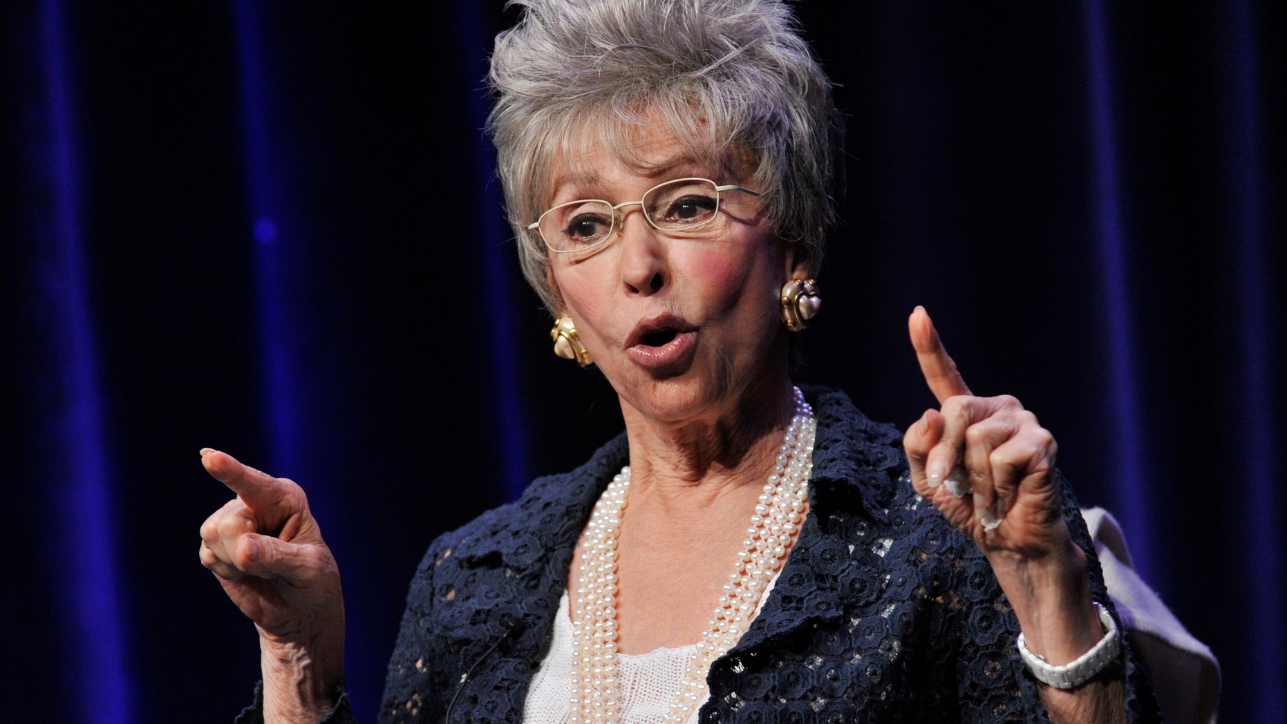 Actress/singer Rita Moreno during a panel discussion on the documentary film "Latino Americans" on Wednesday, Aug. 7, 2013, in Beverly Hills, Calif.