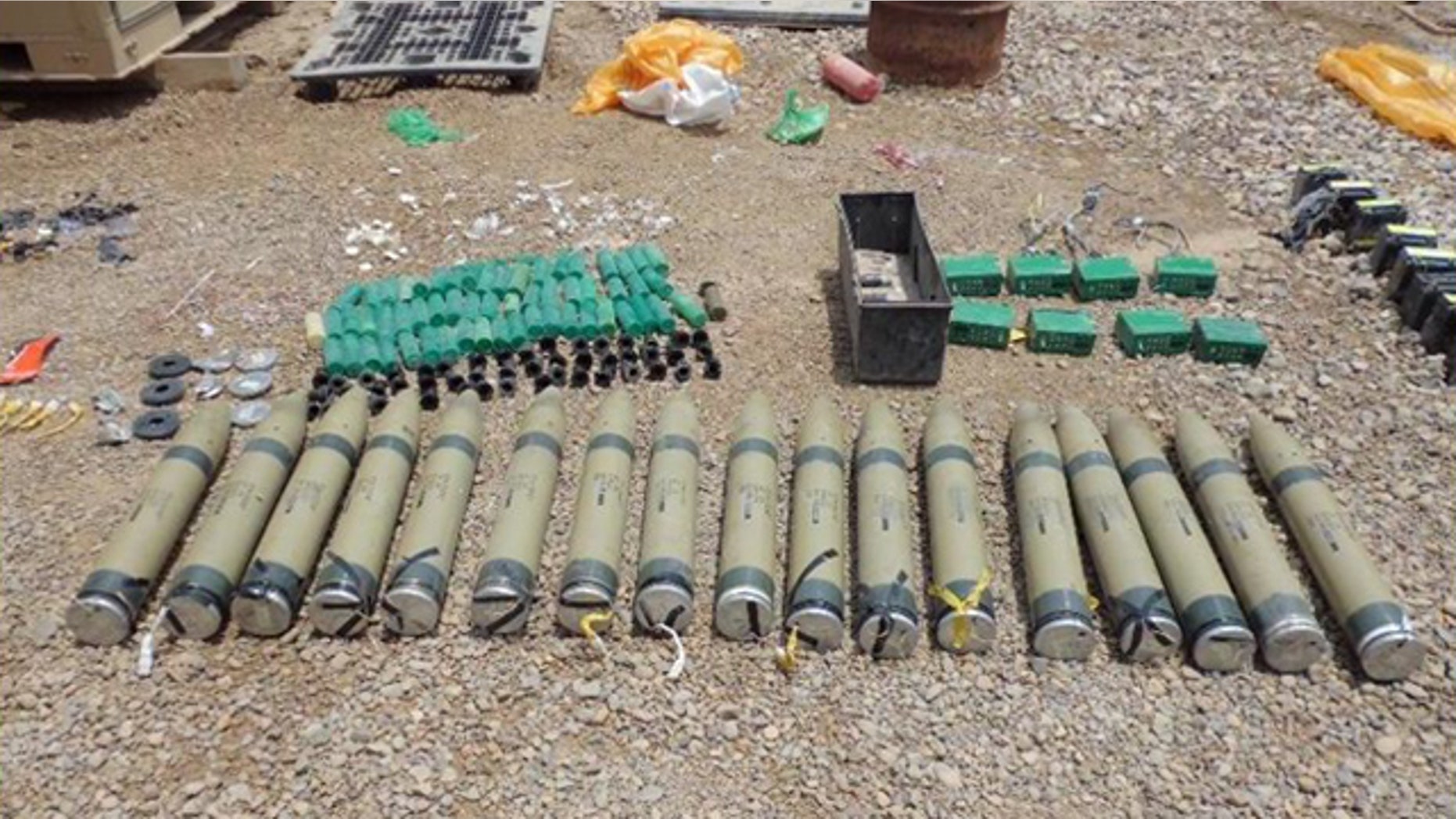 A failed Improvised Rocket-Assisted Missile attack on a U.S. military outpost in eastern Iraq led an explosives team to this nearby weapons cache in July. Analysis indicates that the 107mm rockets are unique to Iranian design and manufacturing, validating U.S. assertions that the Iranian Regime has been playing an increasingly nefarious role within Iraq’s borders.