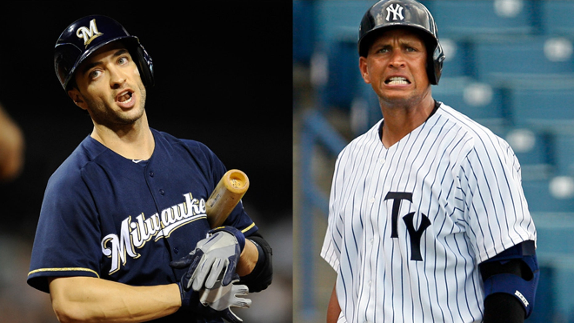 Milwaukee Brewers' Ryan Braun and New York Yankees' Alex Rodriguez.
