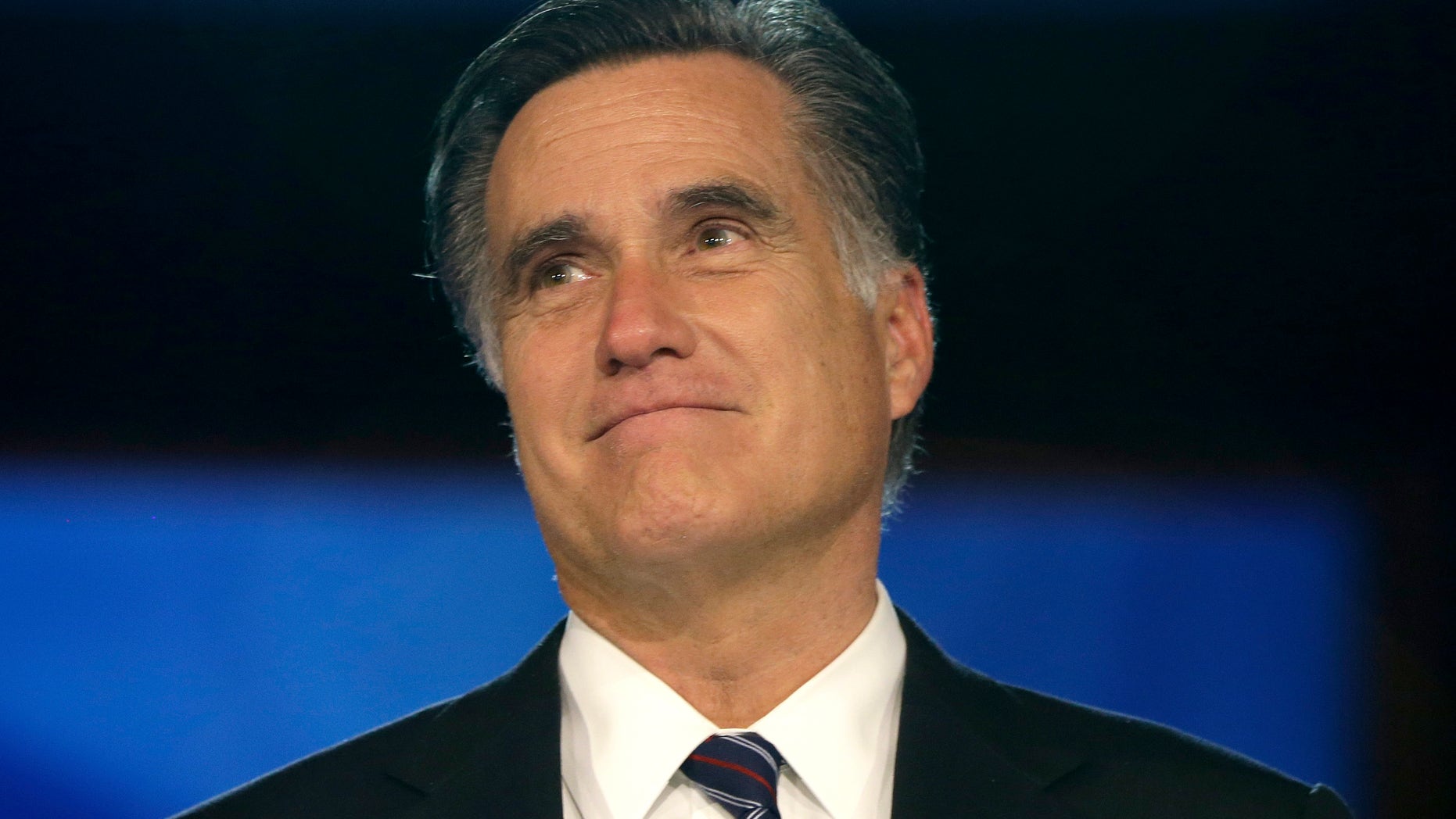 Republican presidential candidate and former Massachusetts Gov. Mitt Romney delivers his concession speech at his election night rally in Boston, Wednesday, Nov. 7, 2012. (AP Photo/Charles Dharapak)