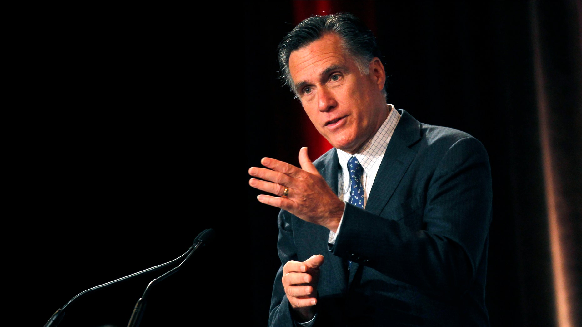Republican presidential candidate, former Massachusetts Gov. Mitt Romney, speaks at the Associated Builders and Contractors National Meeting at the Arizona Biltmore Hotel in Phoenix, Thursday, Feb. 23, 2012. (AP Photo/Gerald Herbert)