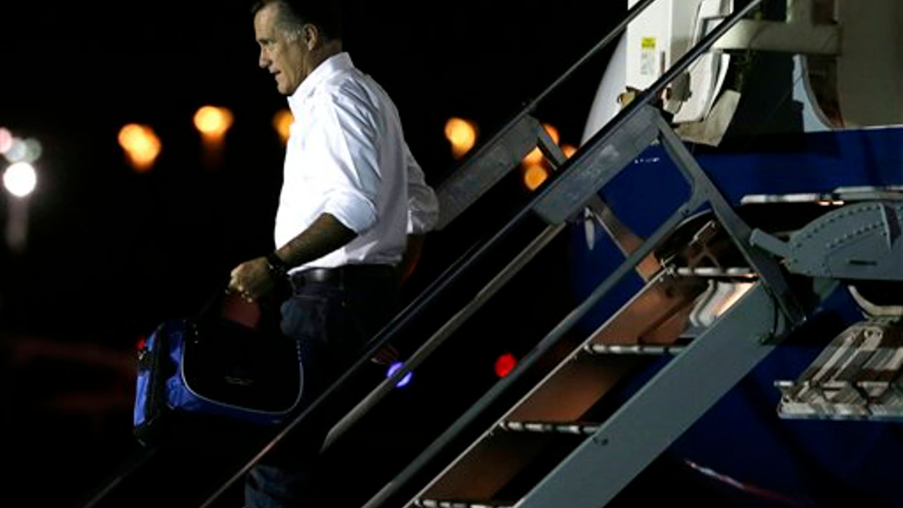 Sept. 11, 2012: Republican presidential candidate and former Massachusetts Gov. Mitt Romney arrives in Jacksonville, Fla.