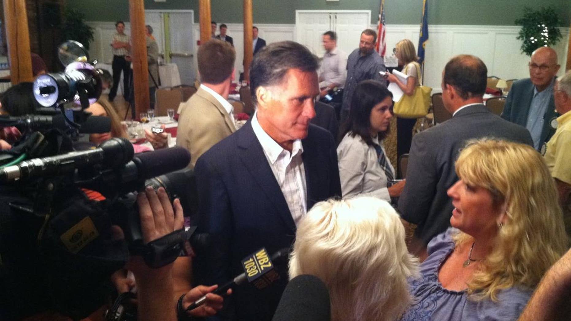 Mitt Romney talks to reporters in New Hampshire. (Fox News Photo)