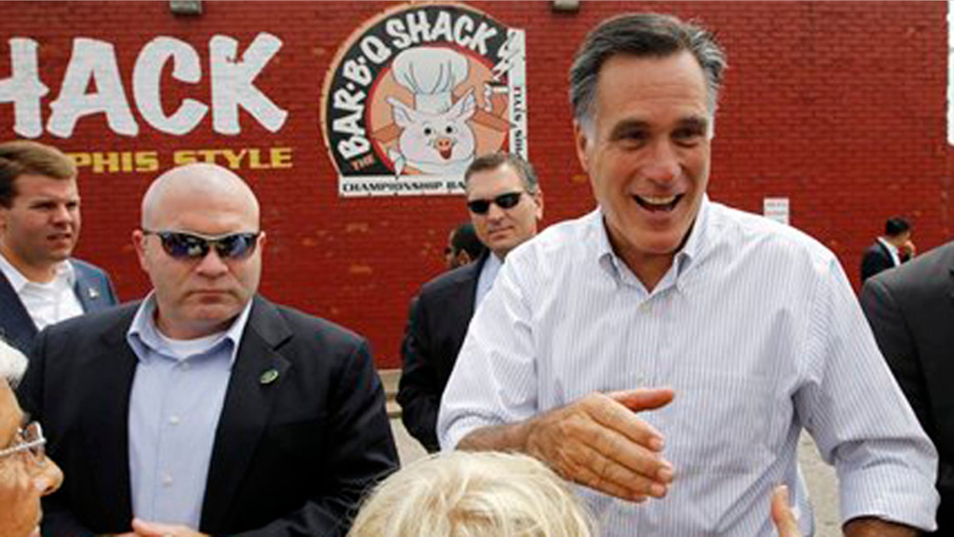 Aug. 4, 2012: Republican presidential candidate Mitt Romney campaigns at Stepto's BBQ Shack in Evansville, Ind.