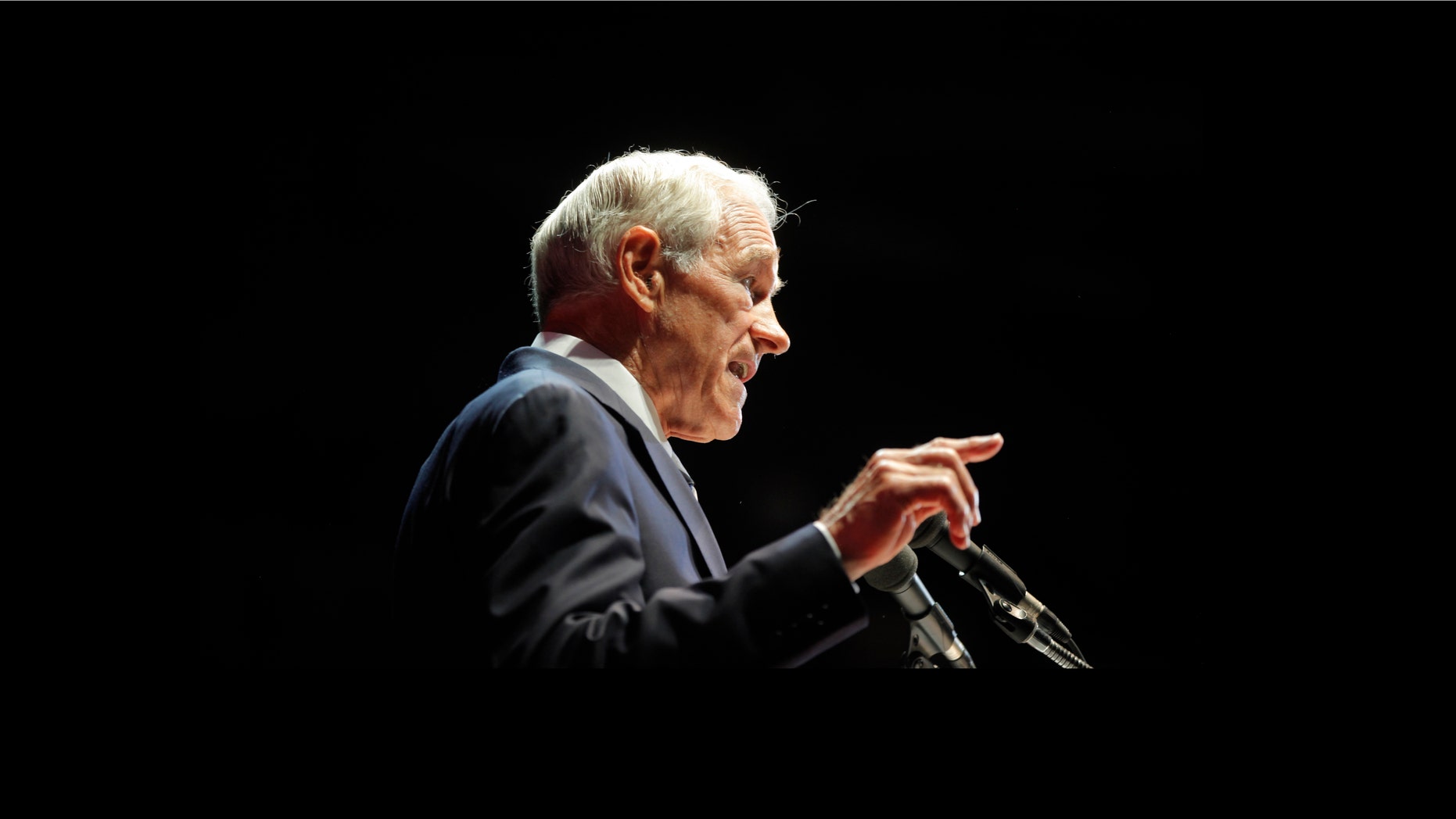 Rep. Ron Paul, R-Texas, speaks at a rally at the University of South Florida Sun Dome on the sidelines of the Republican National Convention in Tampa, Fla., on Sunday, Aug. 26, 2012. (AP Photo/Charles Dharapak)