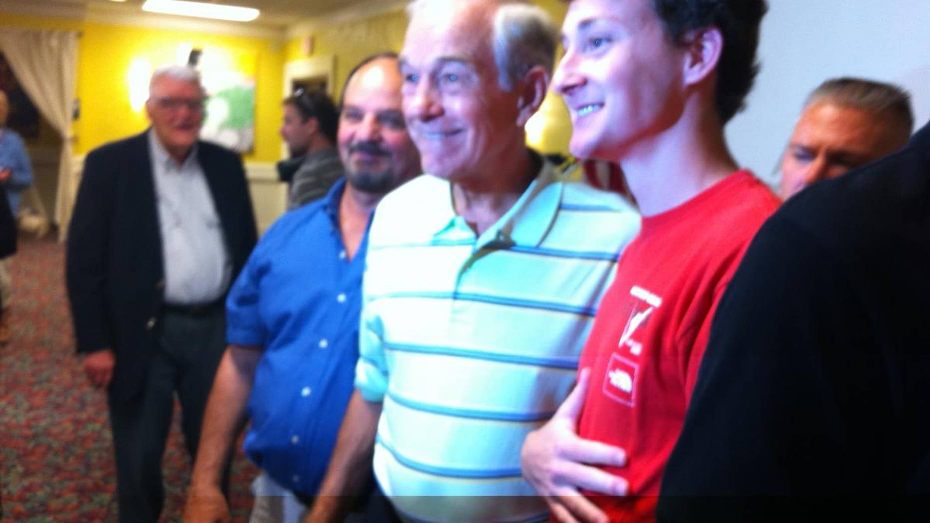 Ron Paul poses for a photo at Wednesday's campaign event in Mason City, Iowa. (Fox News Photo/Jake Gibson)