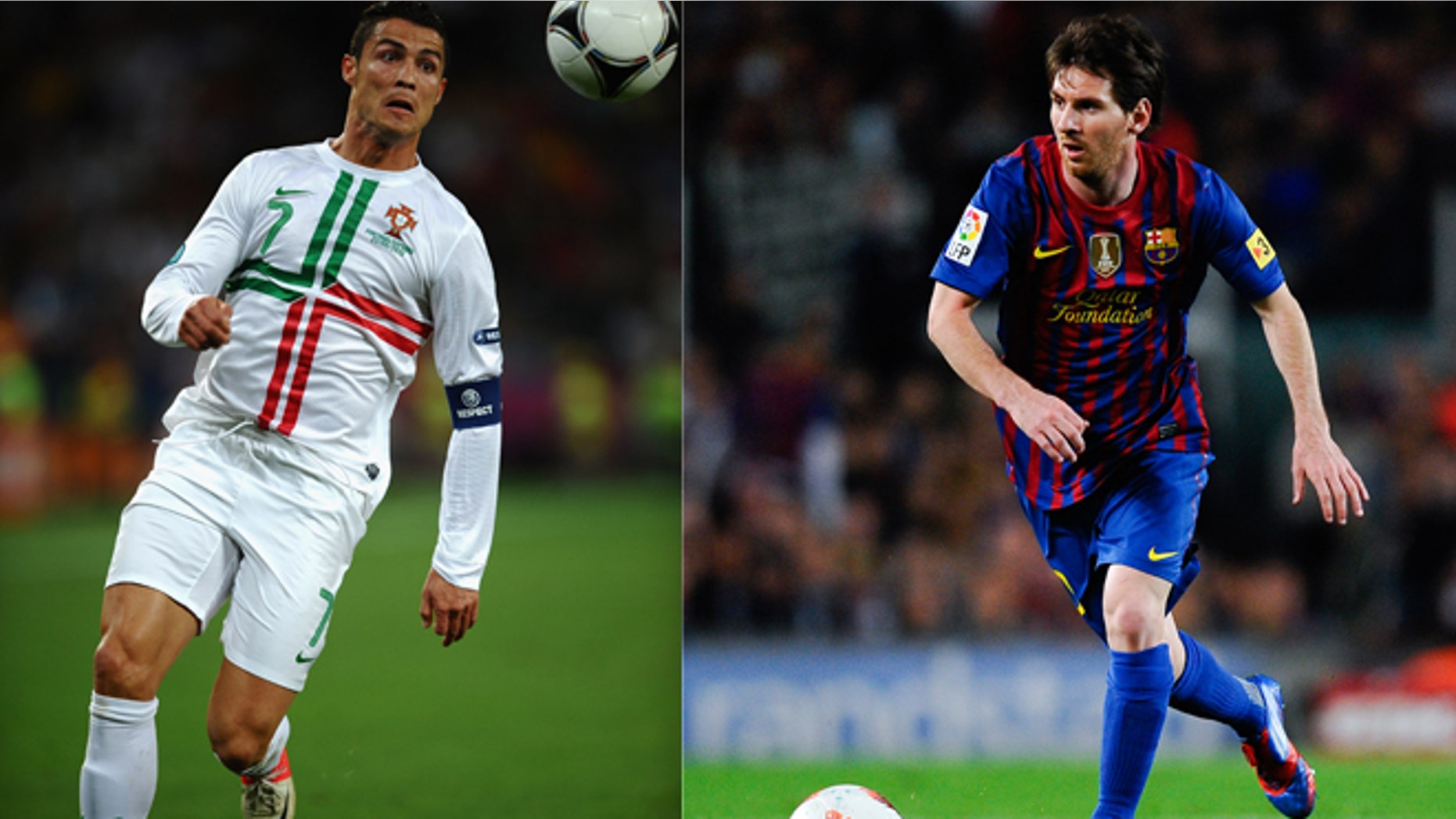 Cristiano Ronaldo pictured left and Lionel Messi pictured right.