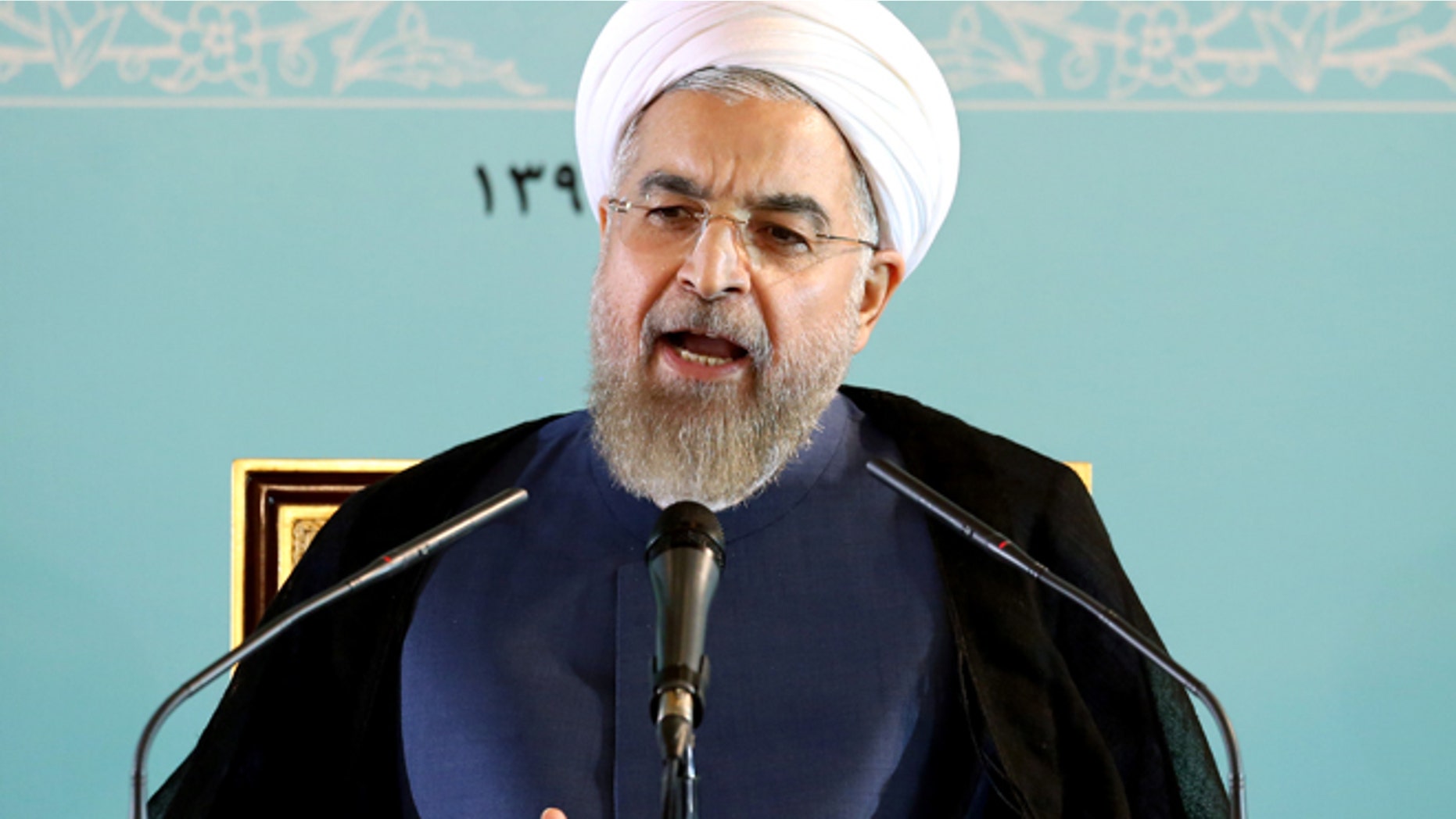 Aug. 30: Iranian President Hassan Rouhani speaks during a press conference in Tehran, Iran,