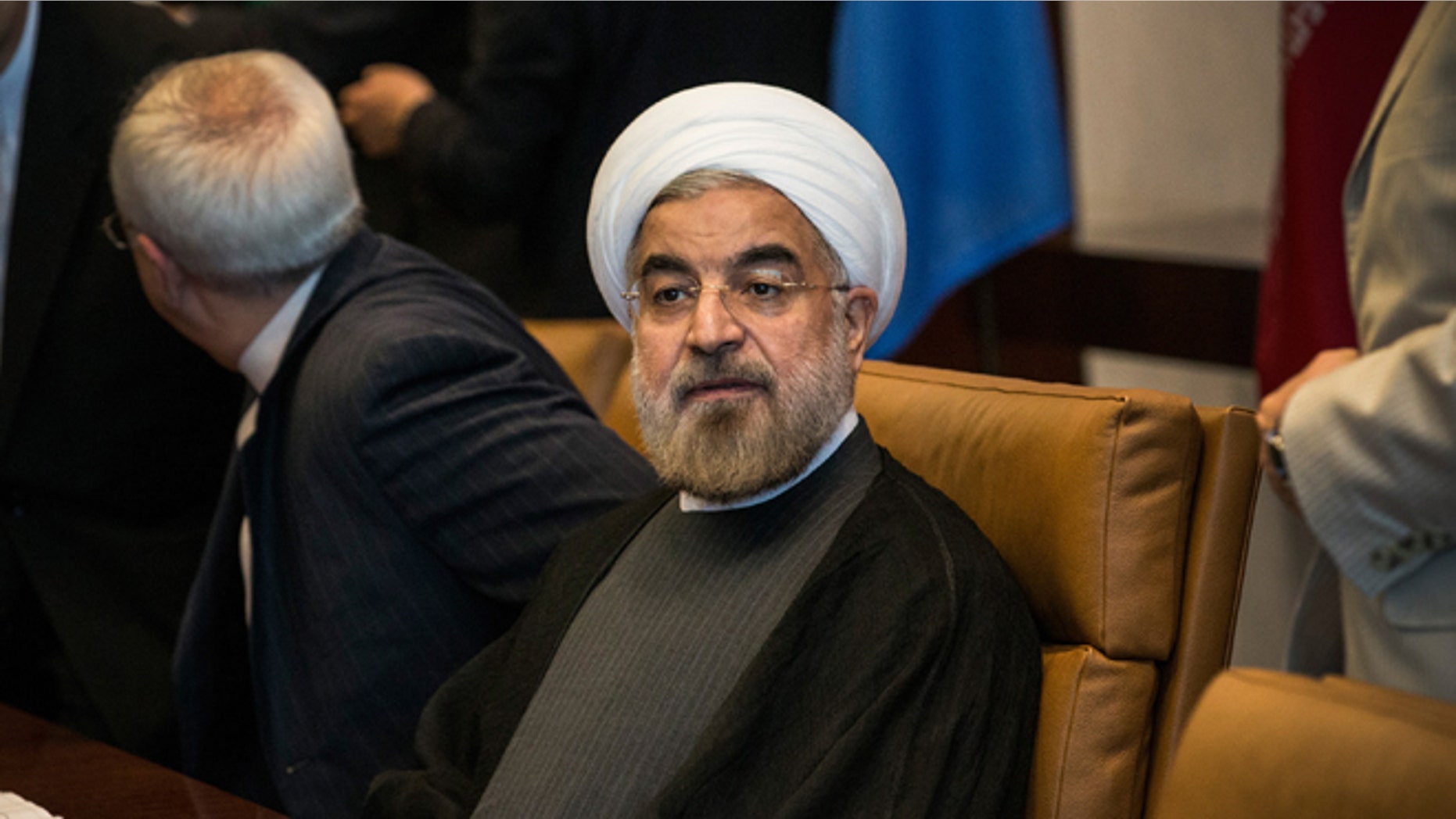 NEW YORK, NY - SEPTEMBER 26: Iranian President Hassan Rouhani, meets with United Nations Secretary General Ban Ki-moon (not seen) on the sidelines of the United Nations General Assembly on September 26, 2013 in New York City. While their have been talks of diplomatic relations between Iran and the United states restarting, Rouhani turned down an opportunity to meet with U.S. President Barack Obama earlier in the week. (Photo by Andrew Burton/Getty Images)