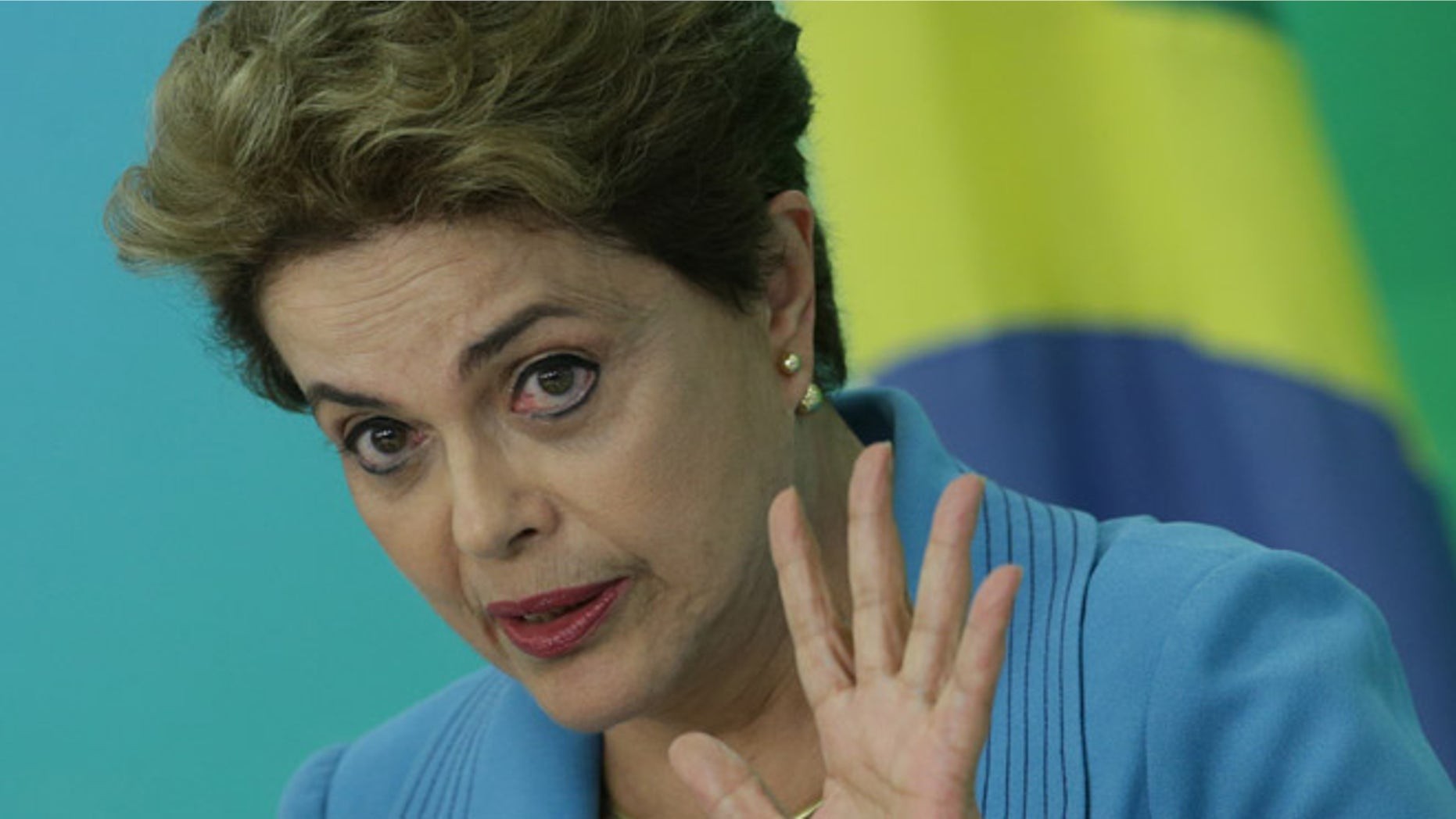 Brazil's President Dilma Rousseff during a press conference at Planalto Presidential Palace, in Brasilia, April 18, 2016.