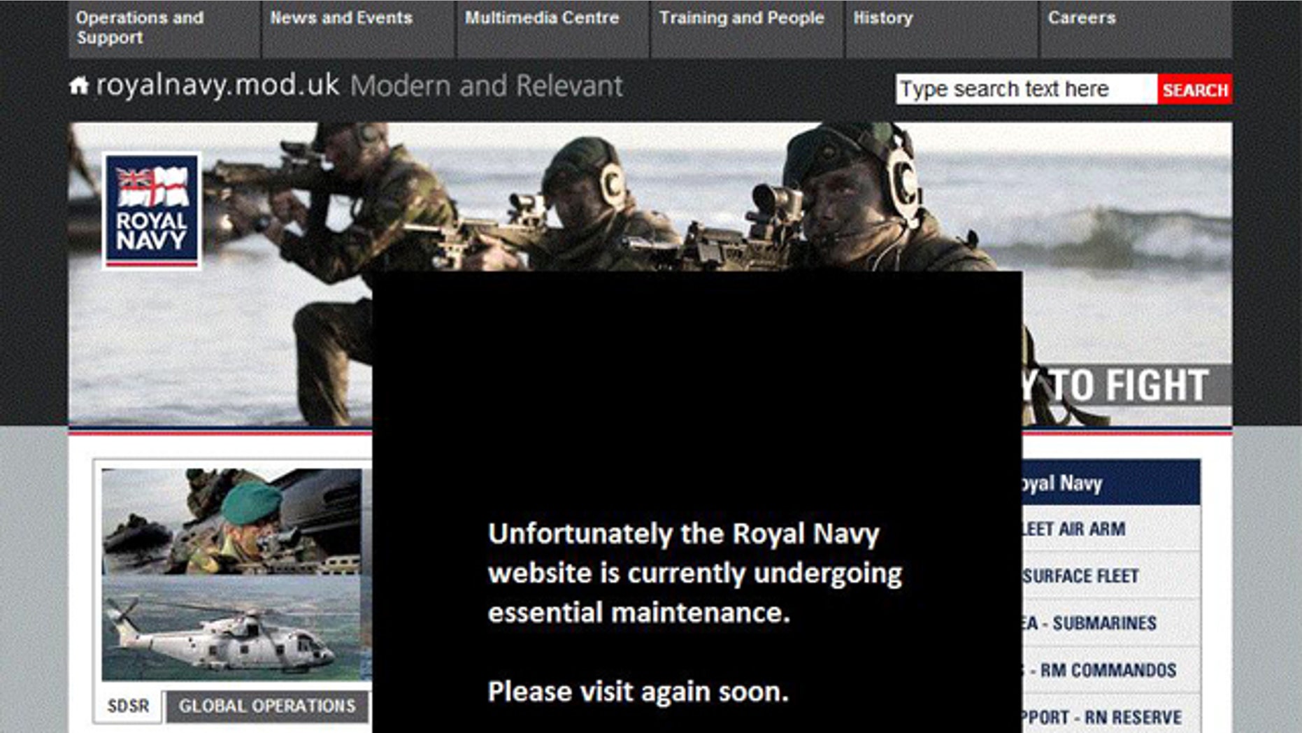 The Website for Britain's Royal Navy is closed for "essential maintenance" after being hacked over the weekend.