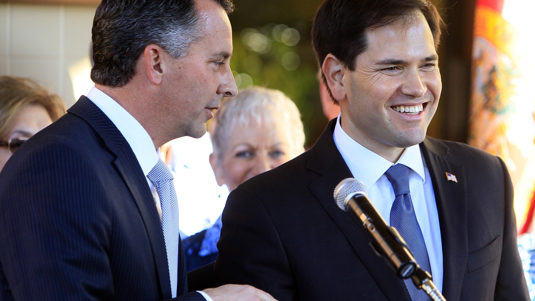 Congressional candidate David Jolly and Sen. Marco Rubio during a press conference Feb. 10, 2014.