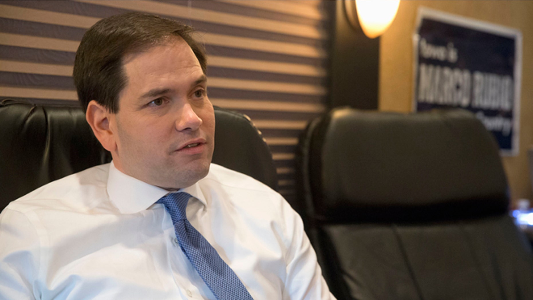 Republican presidential candidate Sen. Marco Rubio, R-Fla., speaks during a interview with The Associated Press, Friday, Jan. 29, 2016, in Burlington, Iowa. Rubio isnt backing off his position that would allow millions of people in the country illegally to stay, saying Americans are prepared to deal with a process that does not involve mass deportations. (AP Photo/Mary Altaffer)
