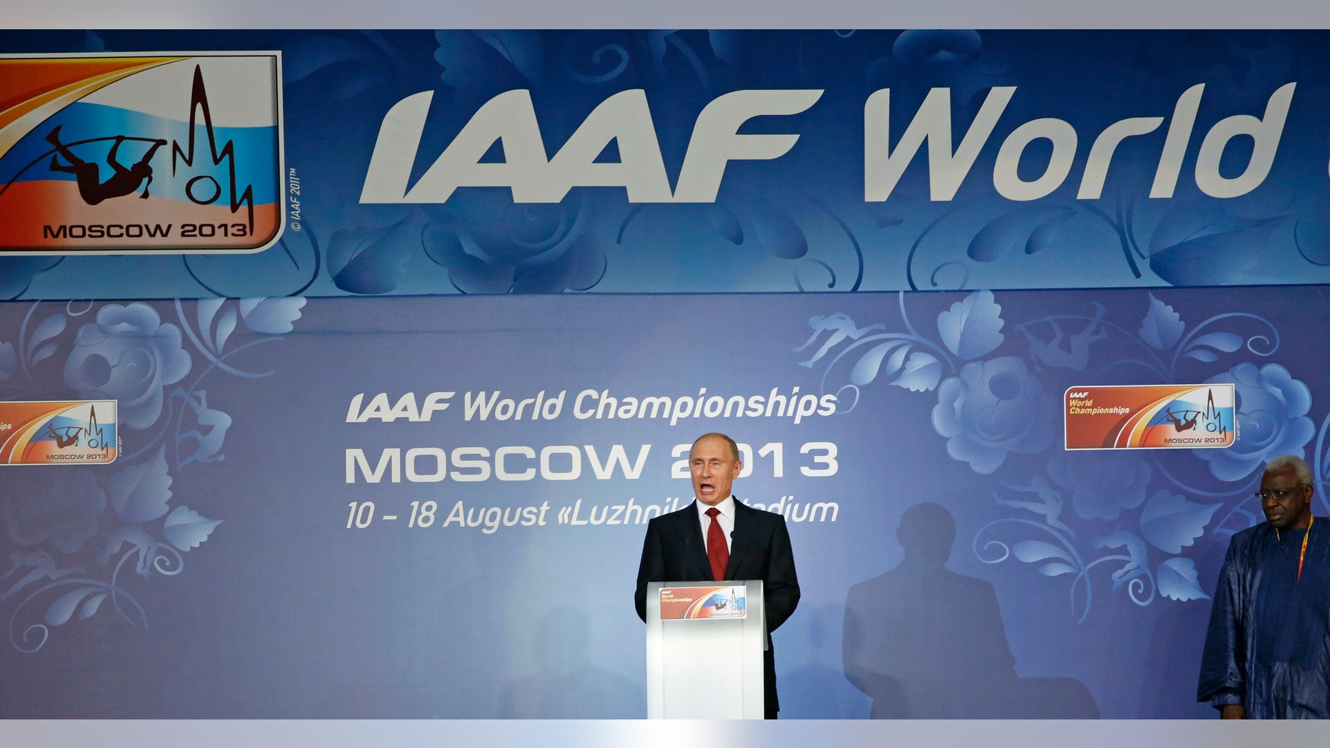Aug. 10, 2013: Russian President Vladimir Putin speaks during the Opening Ceremony for the World Athletics Championships in the Luzhniki stadium in Moscow, Russia.