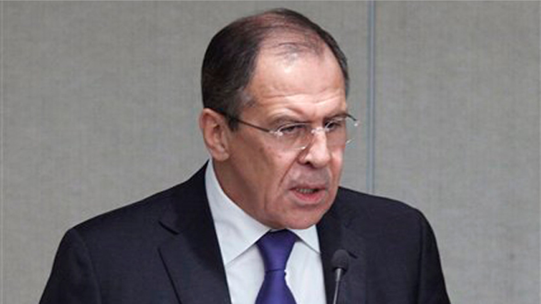 March 14, 2012: Russian Foreign Minister Sergey Lavrov speaks at the State Duma, the lower parliament chamber, Moscow, Russia.