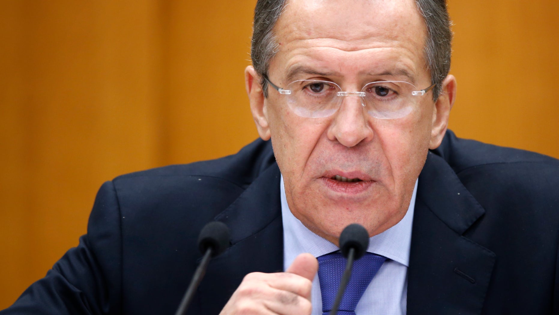 Jan. 23, 2013 - Russian Foreign Minister Sergey Lavrov during his news conference in Moscow, Russia.