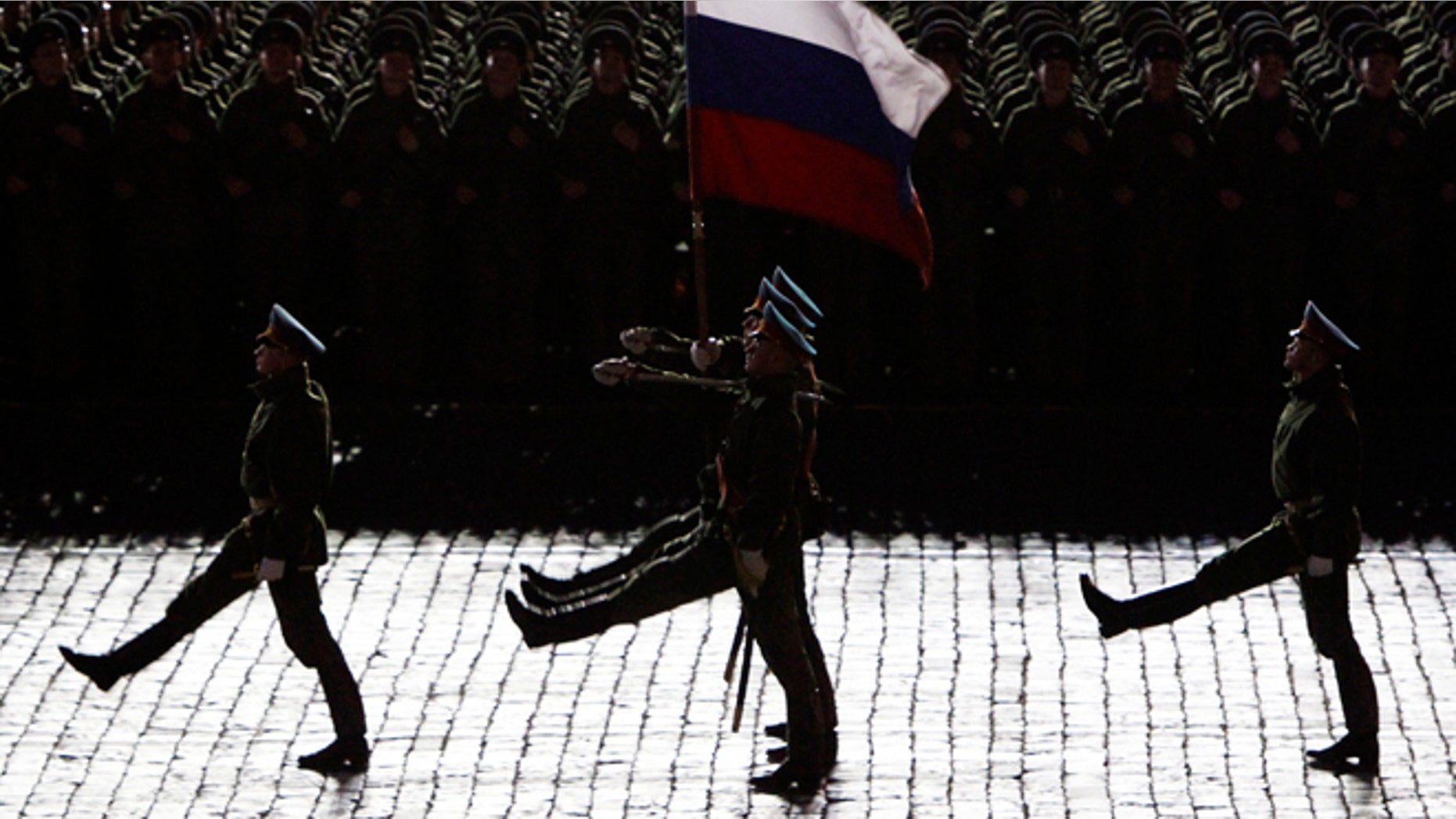 April 30, 2012: Russian servicemen take part in a rehearsal for the annual Victory Day parade in Red Square in Moscow. The DOJ announced arrests in the alleged connection of exported high-tech microelectronics from the U.S. to Russian military and intelligence agencies.