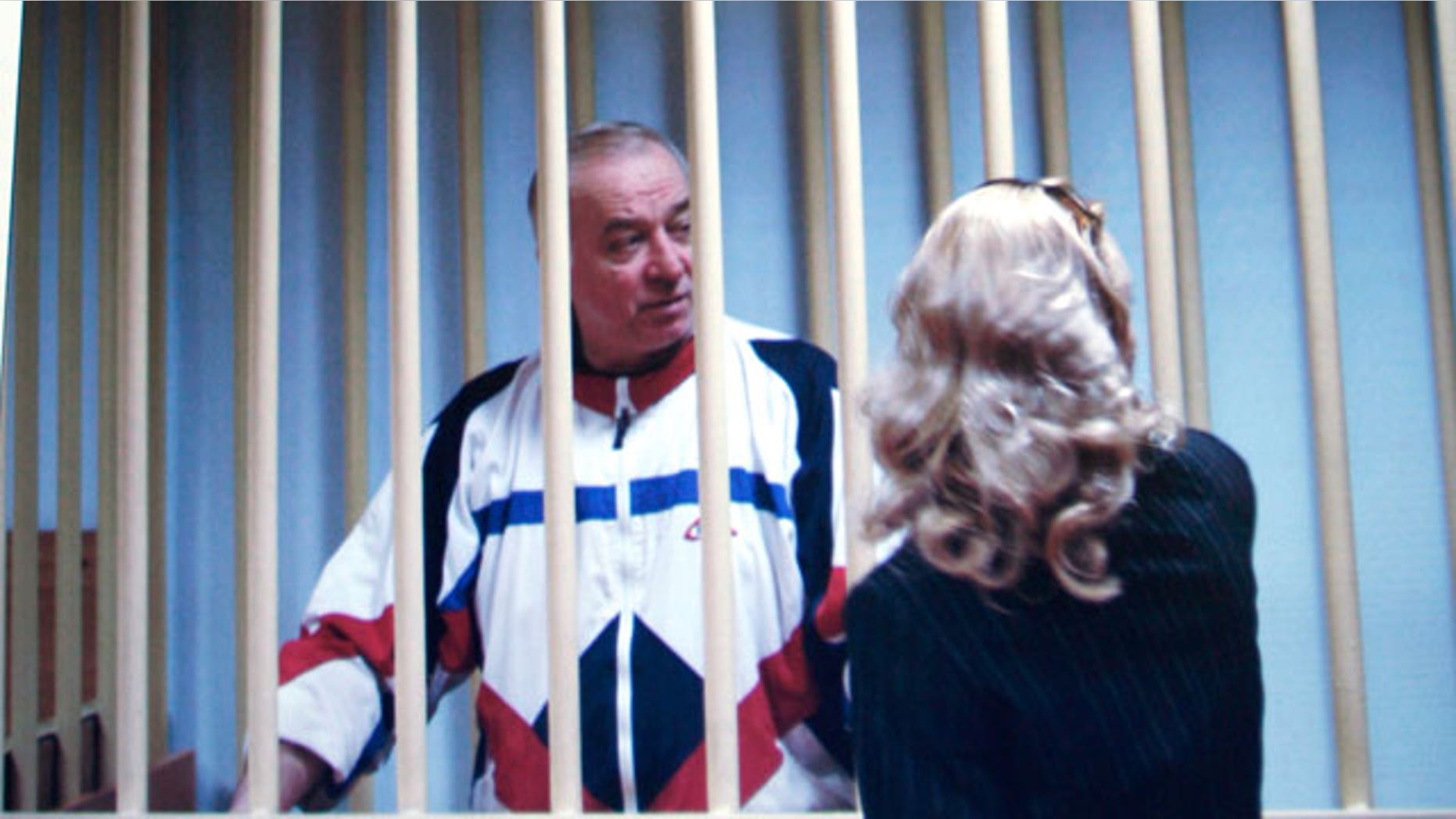 n this Wednesday, Aug. 9, 2006 file picture Sergei Skripal speaks to his lawyer from behind bars seen on a screen of a monitor outside a courtroom in Moscow.Russian President Dmitry Medvedev has signed a decree pardoning four convicted foreign spies so they can be exchanged for 10 people accused of spying for Russia in the United States, the Kremlin said Friday, July 9, 2010, Sergei Skripal is one of them.