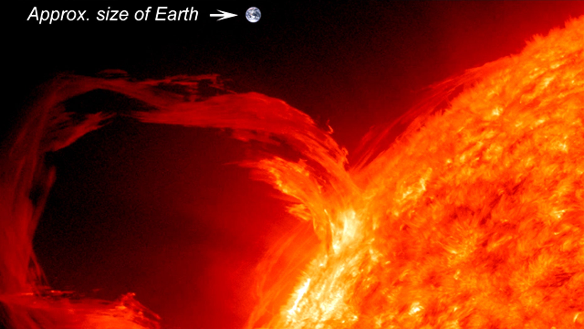 One of the first images taken by SDO and still a favorite: A solar eruptive prominence as seen in extreme UV light on March 30, 2010. The superimposed image of the Earth gives a sense of just how large these eruptions can be.
