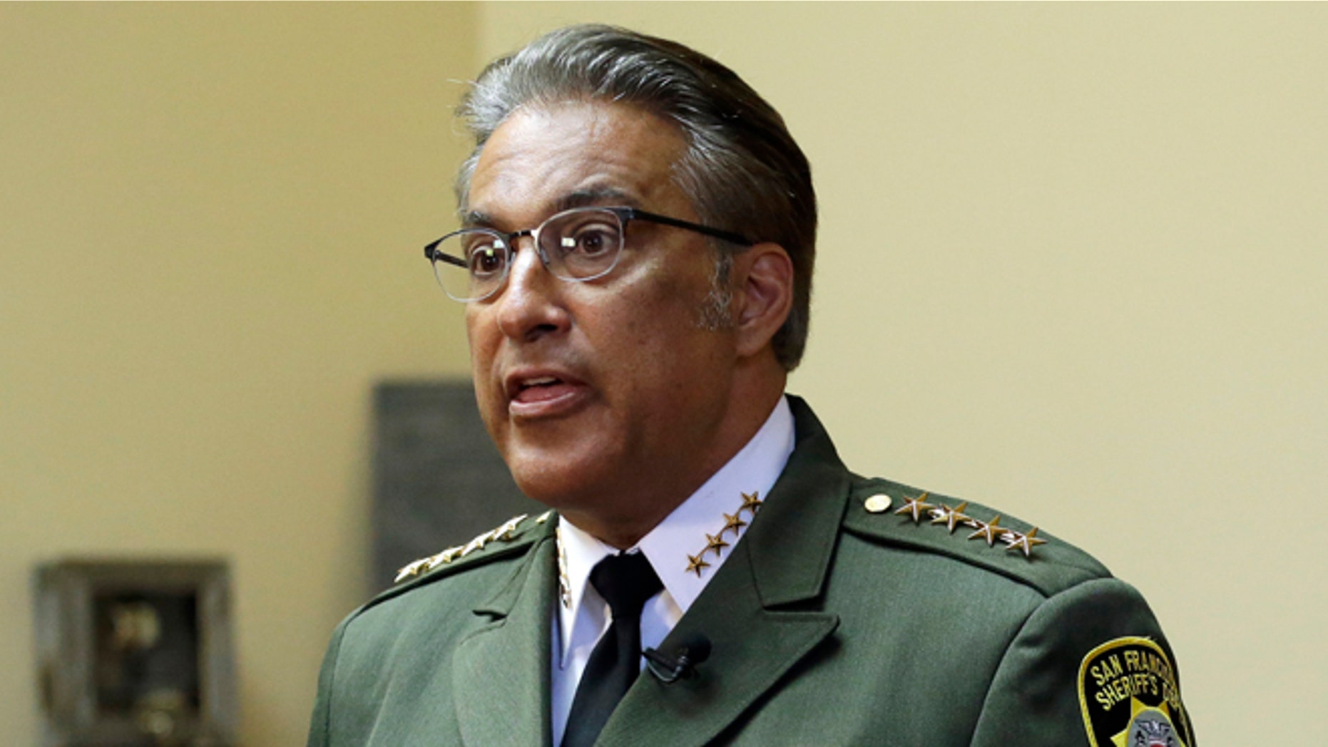 San Francisco Sheriff Ross Mirkarimi speaks during an interview Monday, July 6, 2015, in San Francisco. Mirkarimi has defended the release of Francisco Sanchez from jail on April 15, who is now accused in the shooting death of a woman at a popular tourist site. (AP Photo/Ben Margot)