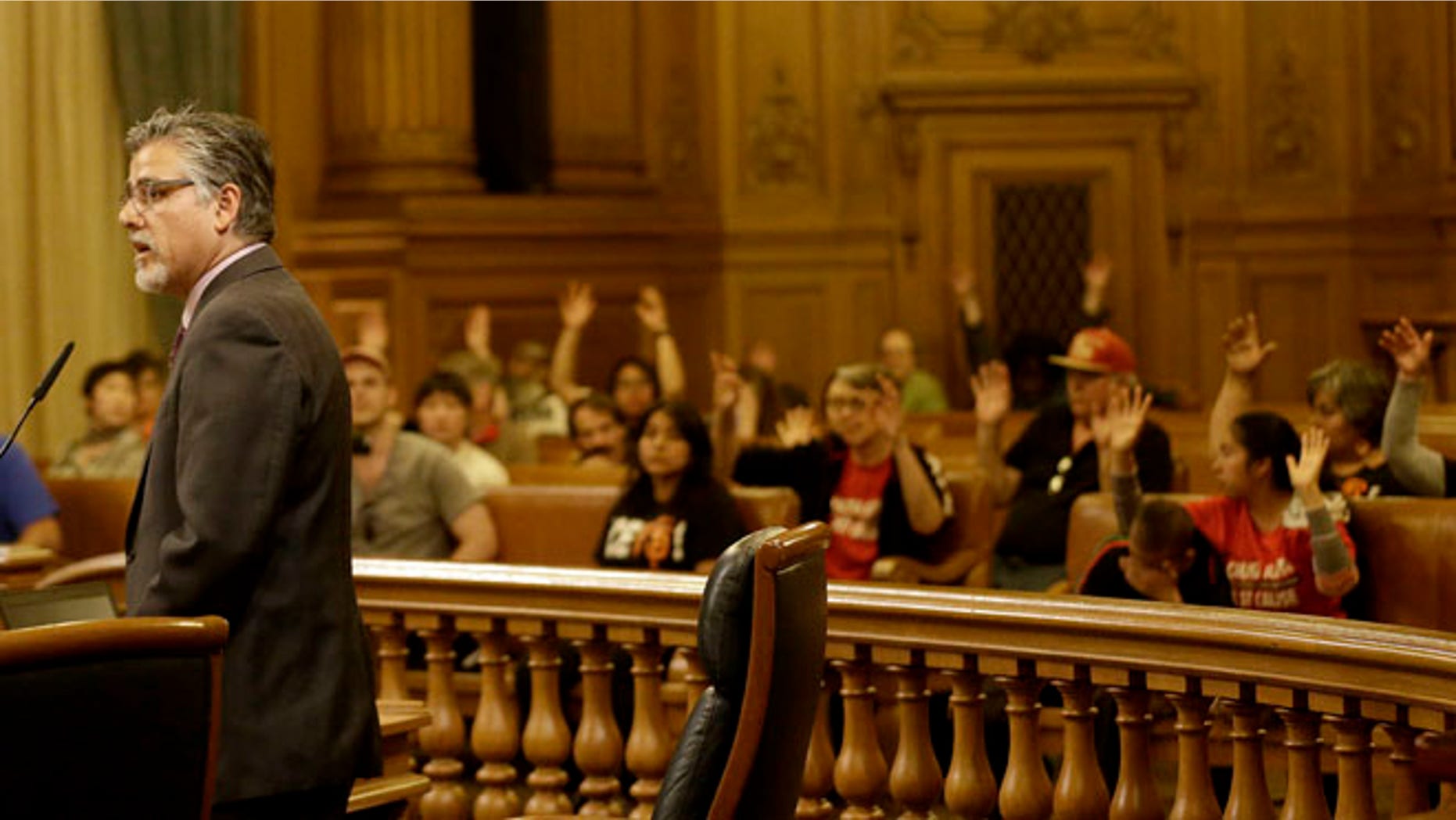Supervisor John Avalos during a Board of Supervisors meeting at City Hall in San Francisco, May 10, 2016.