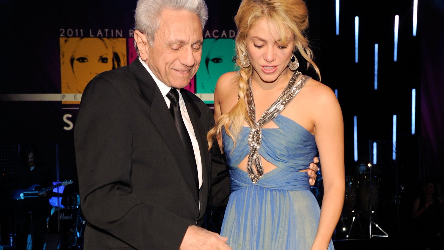 LAS VEGAS, NV - NOVEMBER 09: William Mebarak Chadid (L) and singer Shakira in the audience during the 2011 Latin Recording Academy's Person of the Year honoring Shakira at Mandalay Bay Resort & Casino on November 9, 2011 in Las Vegas, Nevada. (Photo by Frazer Harrison/Getty Images for Latin Recording Academy)