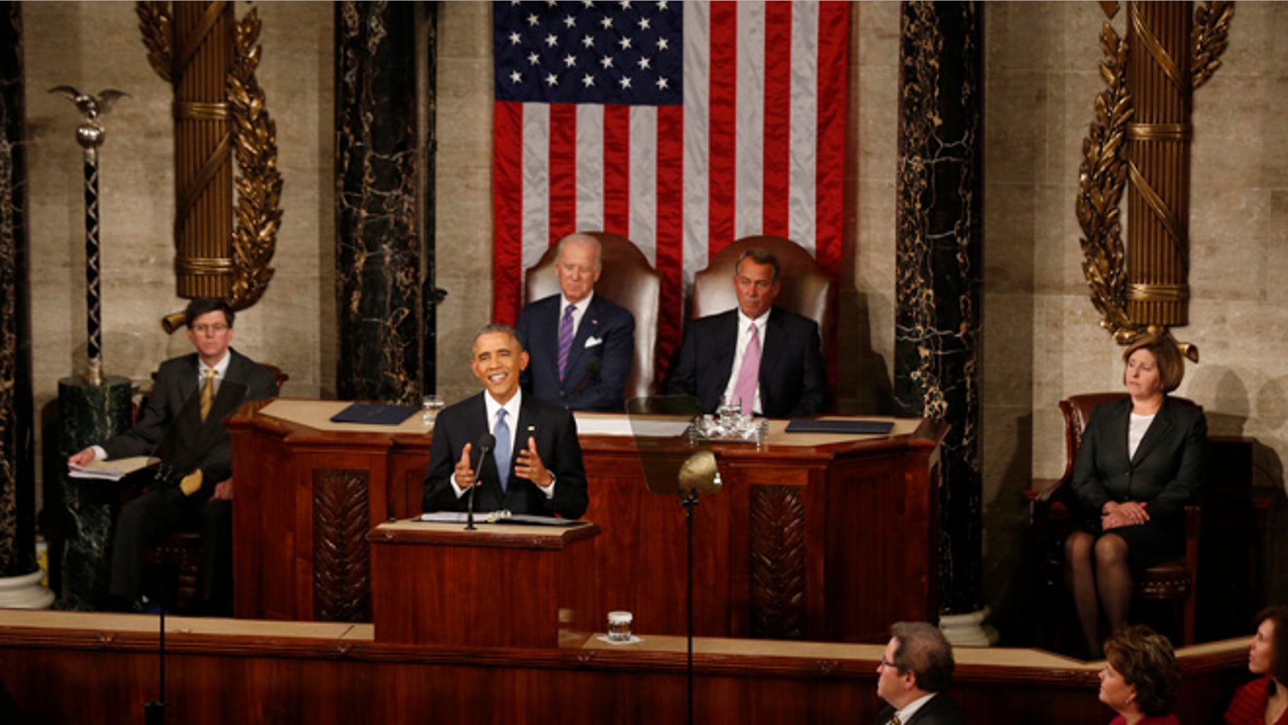 January 20, 2015: U.S. President Barack Obama delivers his State of the Union address to a joint session of the U.S. Congress on Capitol Hill in Washington.