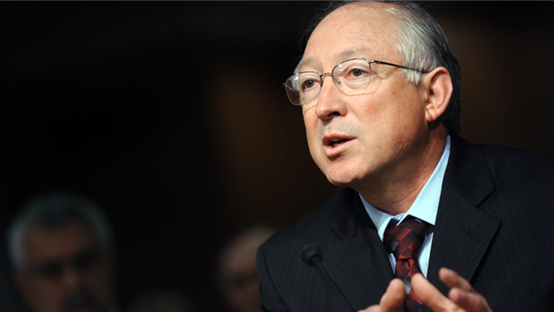 WASHINGTON, DC - JUNE 23: U.S. Interior Secretary Ken Salazar testifies during a Interior, Environment and Related Agencies Subcommittee hearing on Minerals Management Service reorganization June 23, 2010 in Washington, DC. The hearing was in regards to reforms to the oversight of offshore oil and gas drilling. (Photo by Astrid Riecken/Getty Images)