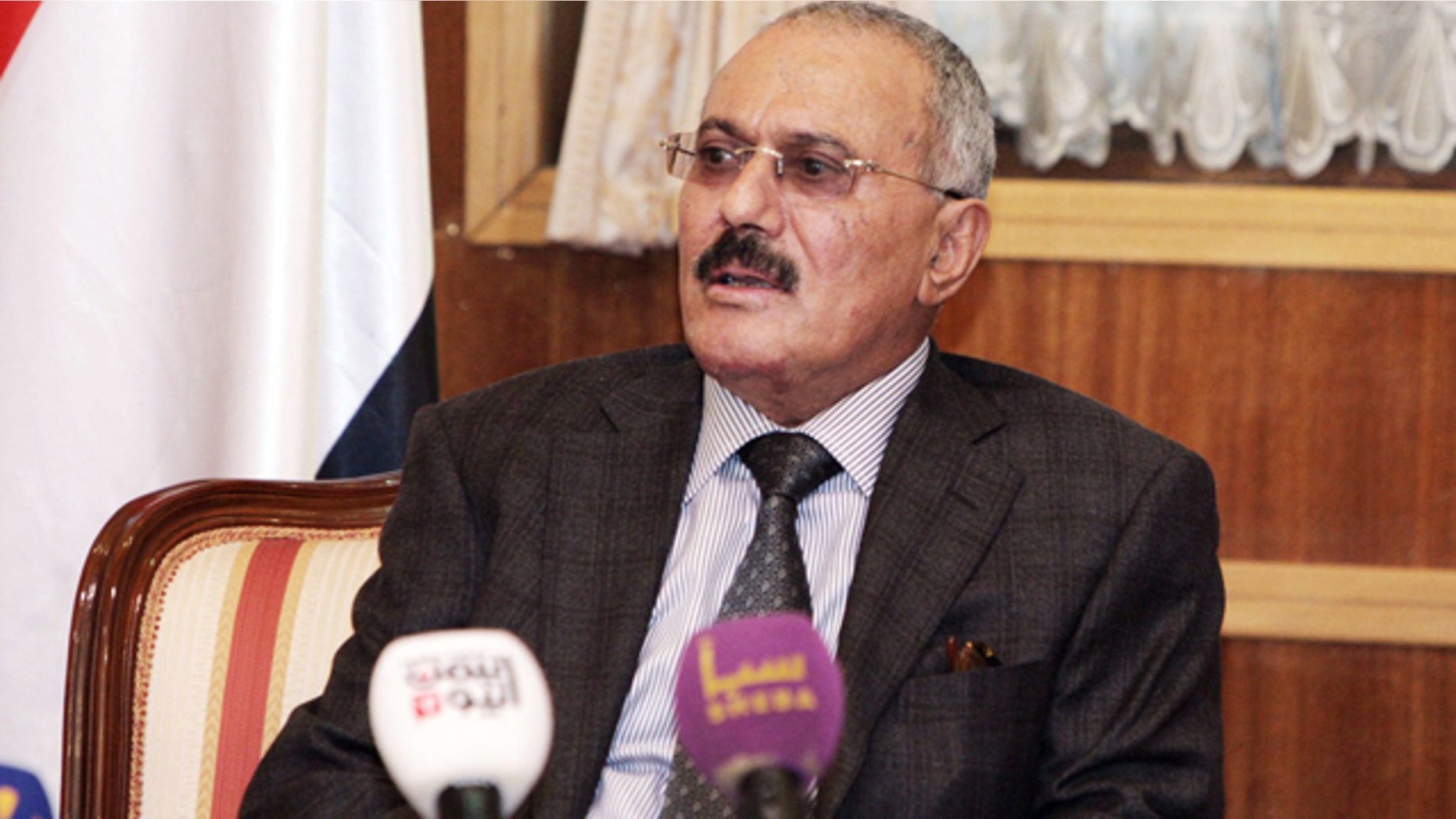 Jan. 22: President Ali Abdullah Saleh speaks to the state media reporters at the Presidential Palace in Sanaa, Yemen.