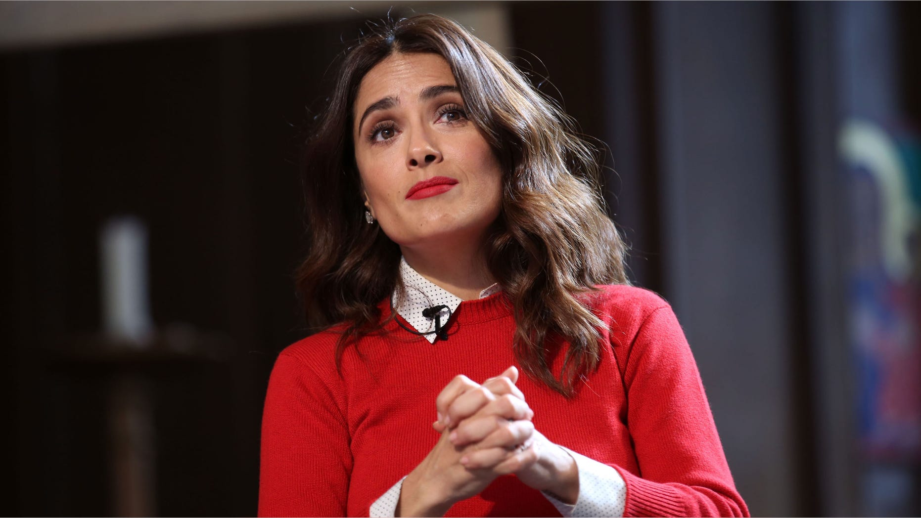 LONDON, ENGLAND - MARCH 23: Salma Hayek speaks during The Facebook Creative Talks Part 1, as part of Advertising Week Europe, Piccadilly, on March 23, 2015 in London, England. (Photo by Tim Whitby/Getty Images for Advertising Week)