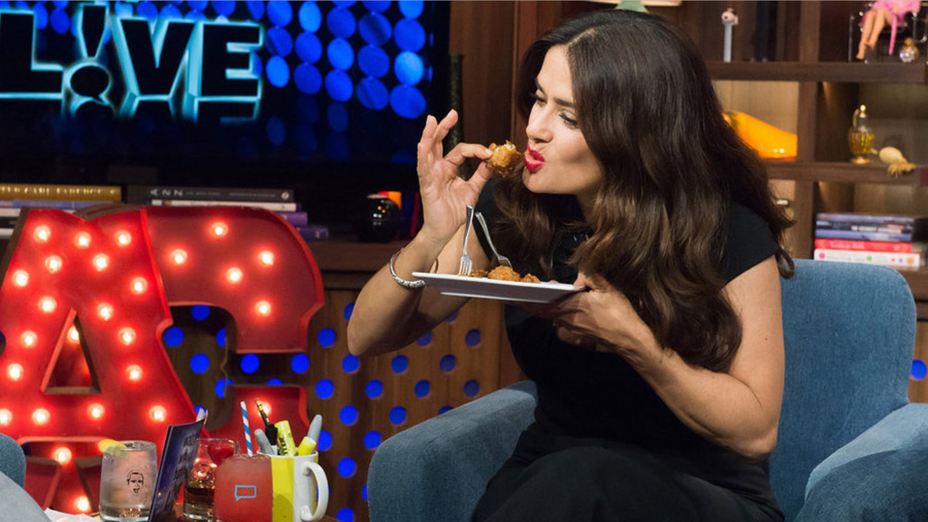 WATCH WHAT HAPPENS LIVE -- Episode 12135 -- Pictured: Salma Hayek -- (Photo by: Charles Sykes/BravoBravo)