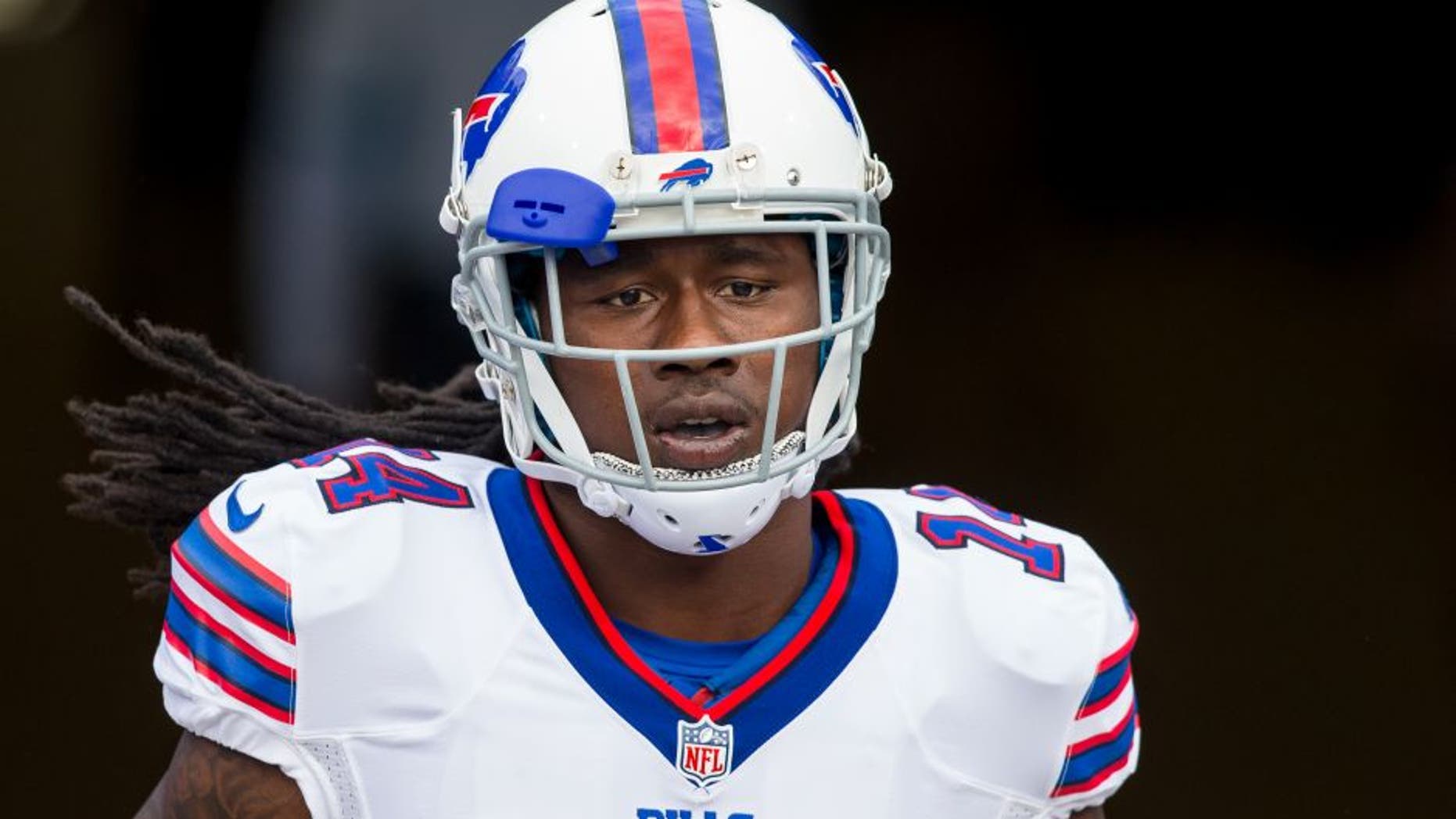 ORCHARD PARK, NY - AUGUST 14: Sammy Watkins #14 of the Buffalo Bills makes his way onto the field before the game against the Carolina Panthers on August 14, 2015 during a preseason game at Ralph Wilson Stadium in Orchard Park, New York. Carolina defeats Buffalo 25-24. (Photo by Brett Carlsen/Getty Images)
