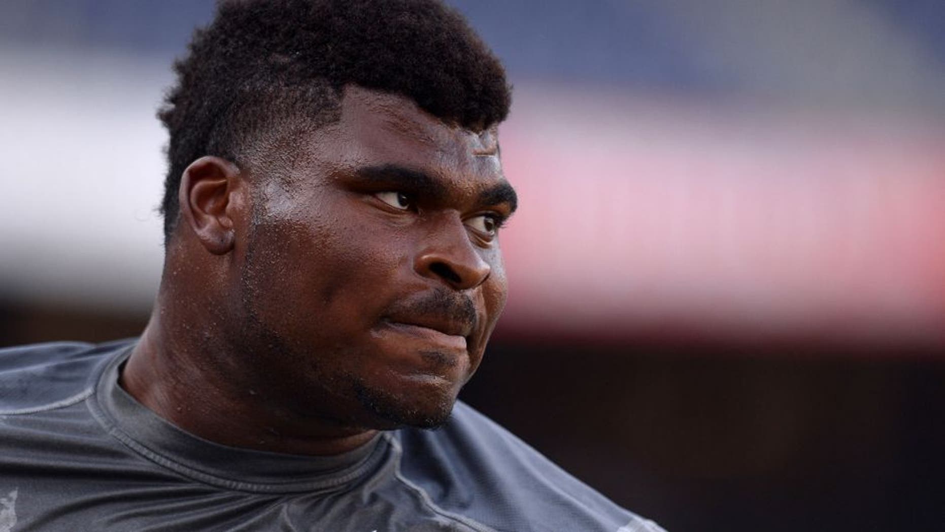Aug 13, 2015; San Diego, CA, USA; San Diego Chargers tackle D.J. Fluker (76) looks on before the preseason game against the Dallas Cowboys at Qualcomm Stadium. Mandatory Credit: Jake Roth-USA TODAY Sports
