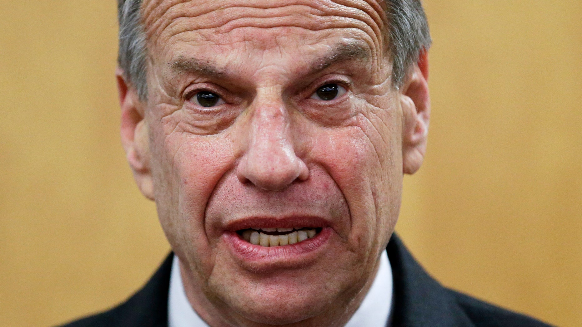 FILE - In this July 26, 2013 file photo, San Diego Mayor Bob Filner speaks during a news conference at city hall, in San Diego. Filner is expected to appear at City Hall on Monday, Aug. 19, 2013, when he has said he will return to work after undergoing an intensive two-week therapy program. (AP Photo/Gregory Bull, File)
