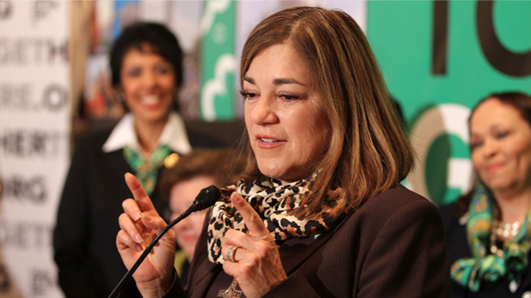 WASHINGTON, DC - FEBRUARY 01: Rep. Loretta Sanchez (D-CA) shares remarks at Girl Scouts At 100: The Launch of ToGetHerThere at Capitol Hill Cannon House Office Bldg, Caucus Room on February 1, 2012 in Washington, DC. (Photo by Paul Morigi/Getty Images for Girl Scouts of America)