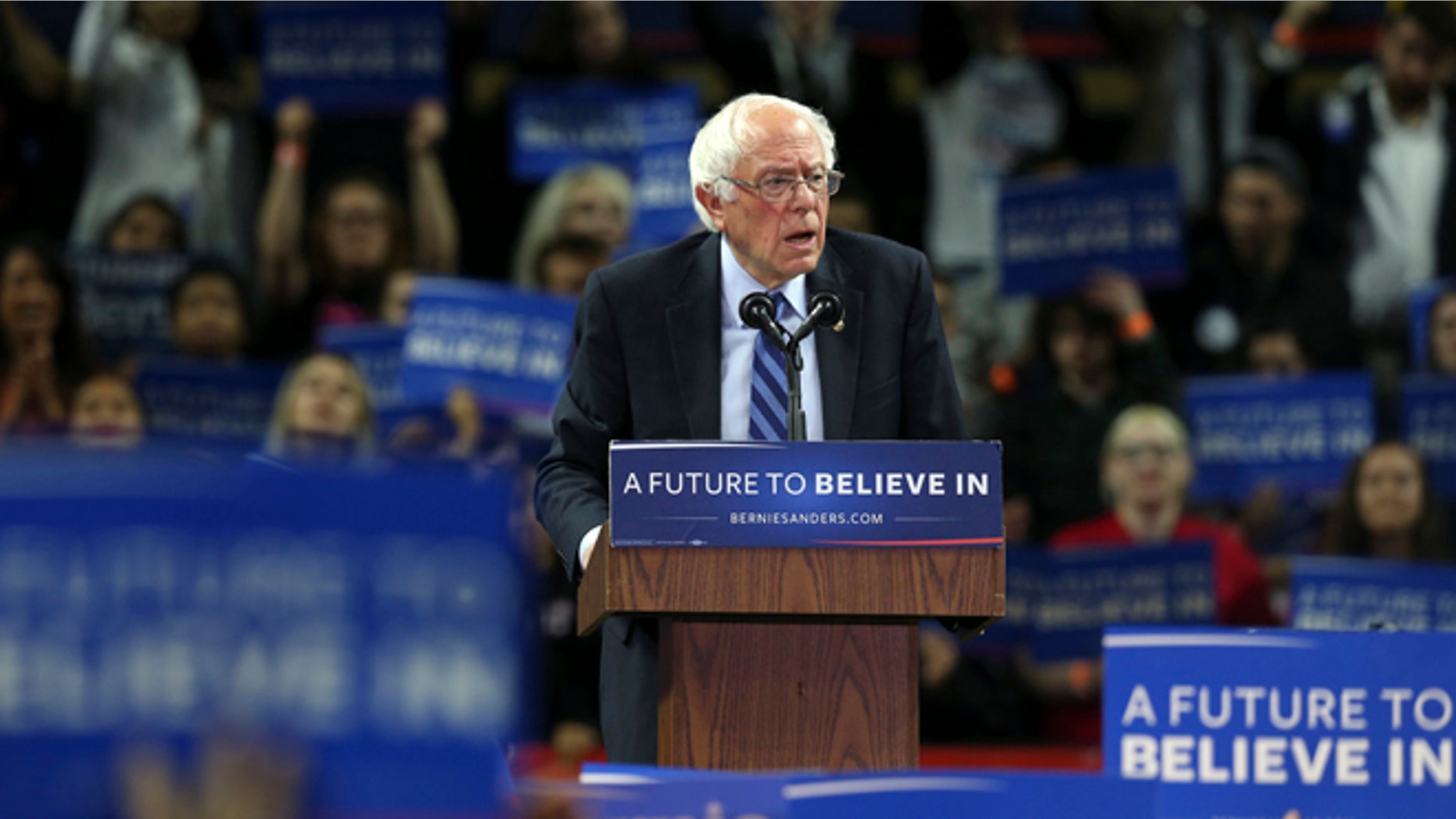 Presidential candidate Sen. Bernie Sanders at a campaign rally in Piscataway, N.J. on May 8, 2016.