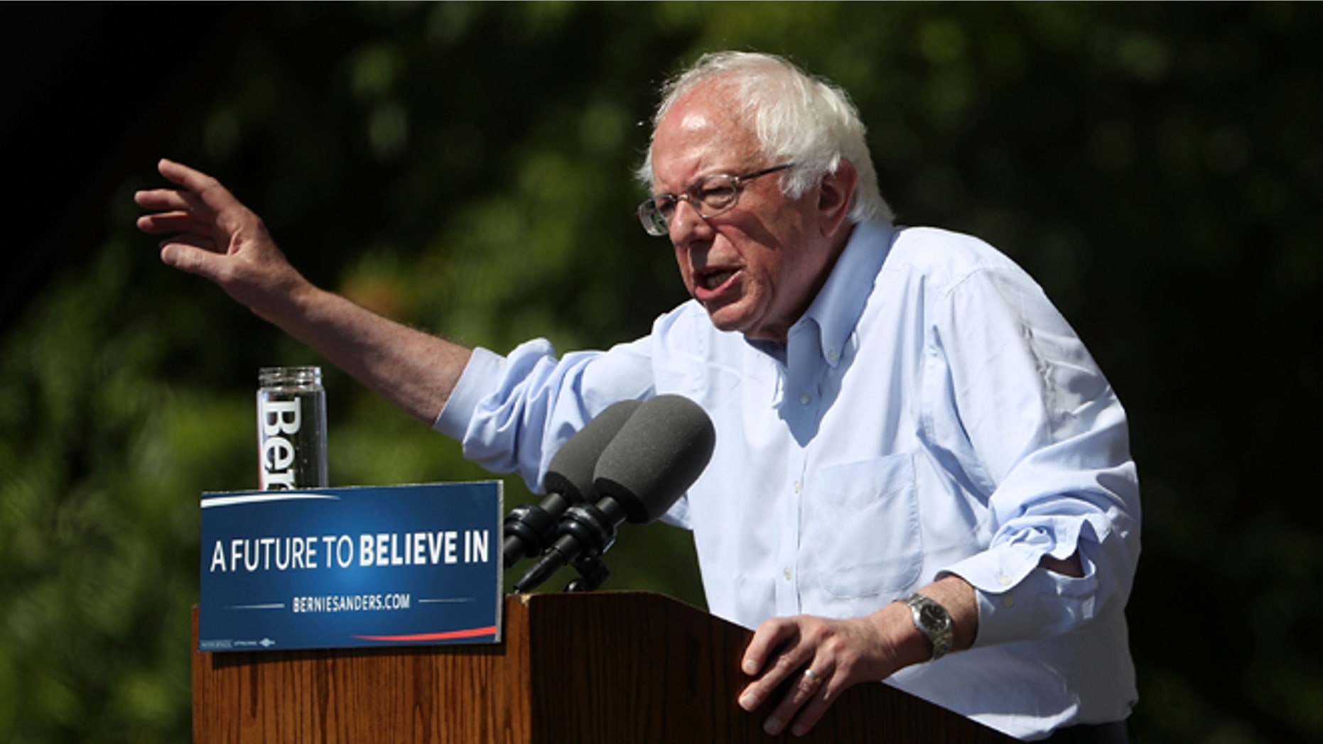 STOCKTON, CA - MAY 10: Democratic presidential candidate Sen.Bernie Sanders (D-VT) speaks during a campaign rally on May 10, 2016 in Stockton, California. Sanders is campaigning in California ahead of the state's June 7th presidential primary. (Photo by Justin Sullivan/Getty Images)